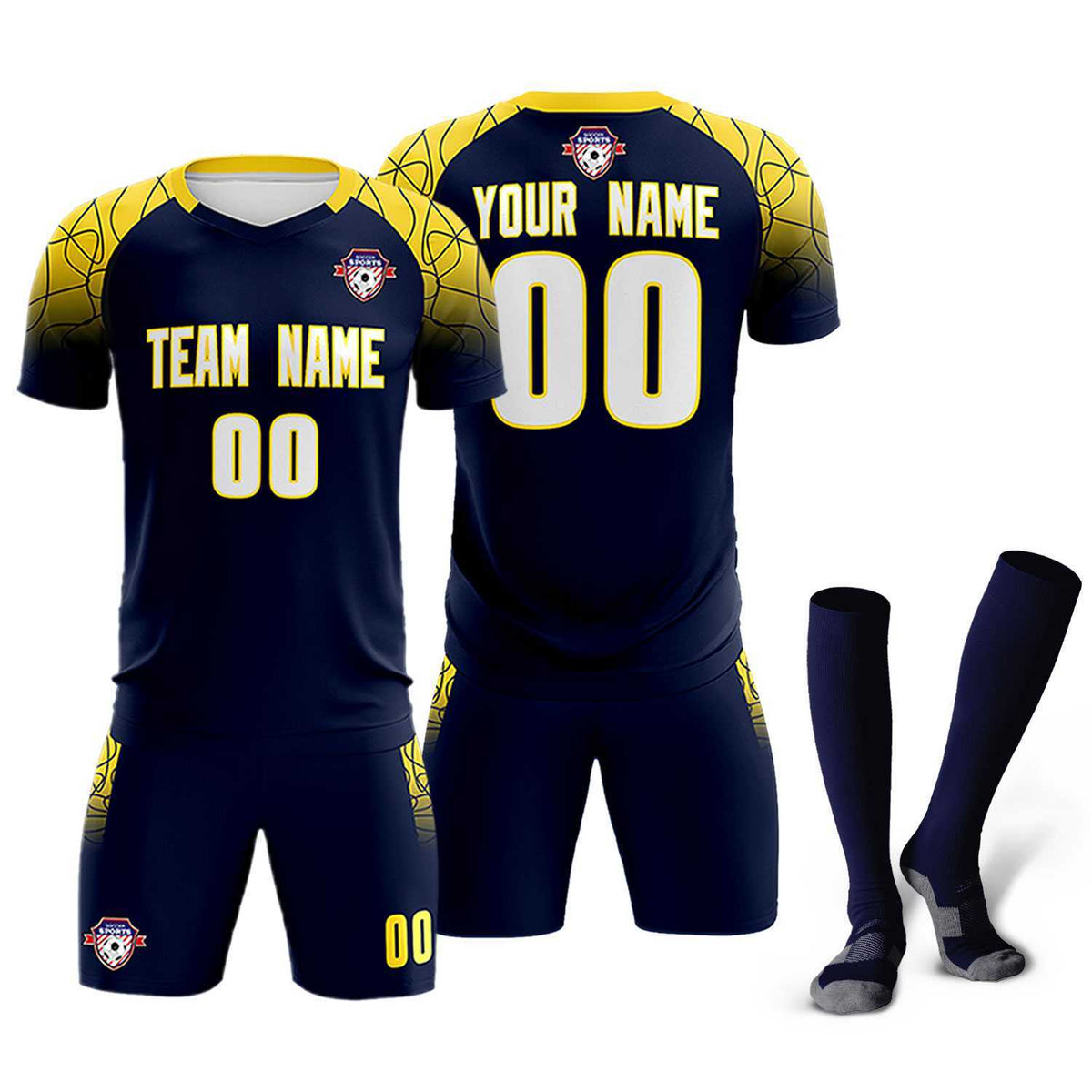 Custom Navy Classic Football Training Kit Jersey For Adults/Kids