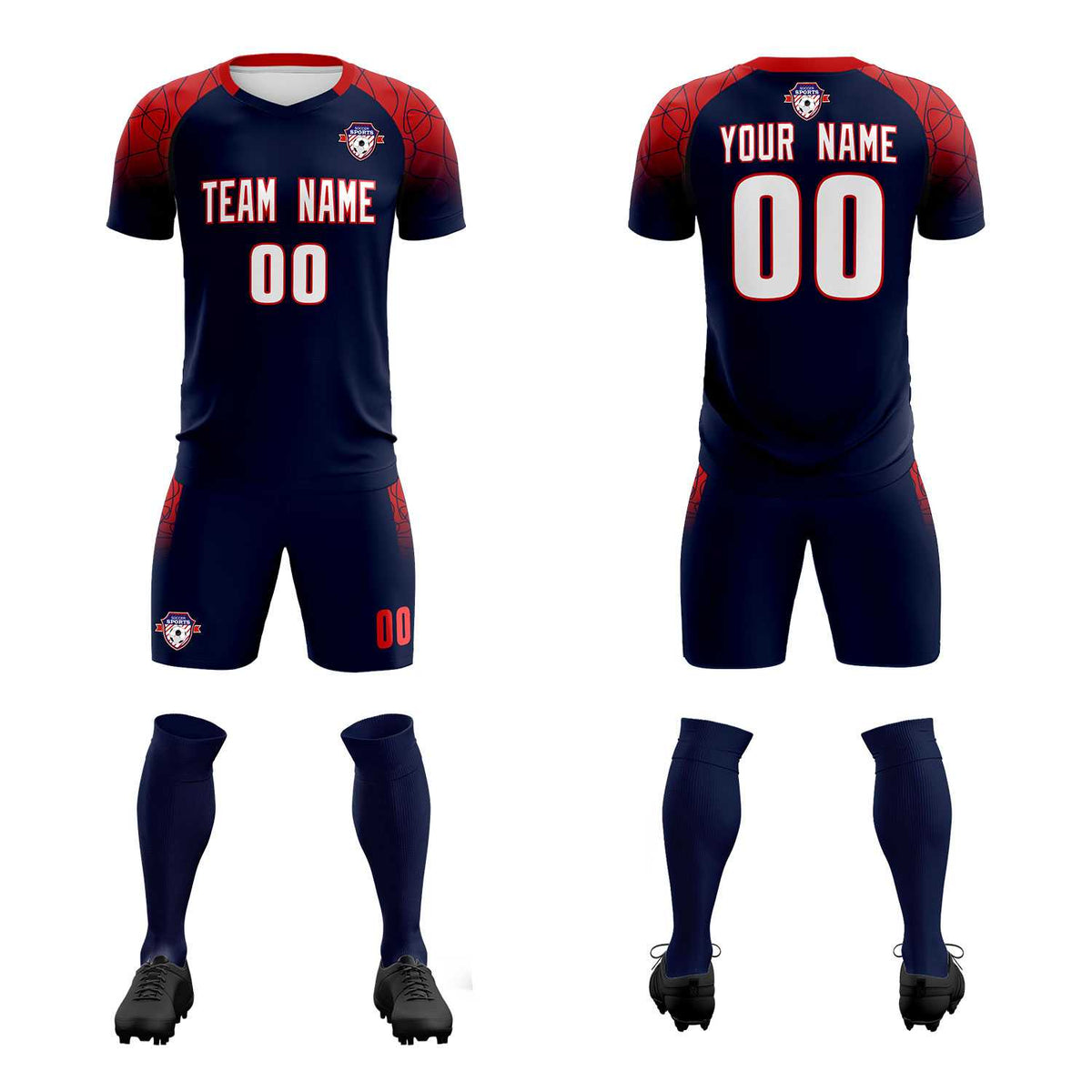 Custom Navy Classic Football Training Kit Jersey For Adults/Kids