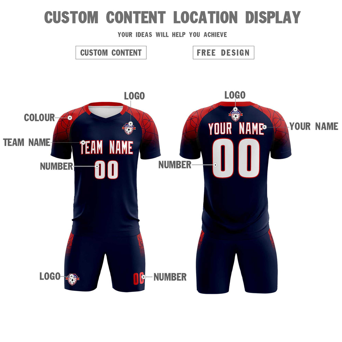 Custom Navy Classic Football Training Kit Jersey For Adults/Kids