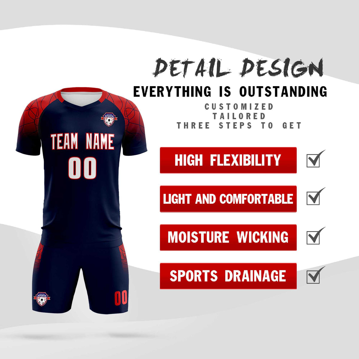 Custom Navy Classic Football Training Kit Jersey For Adults/Kids