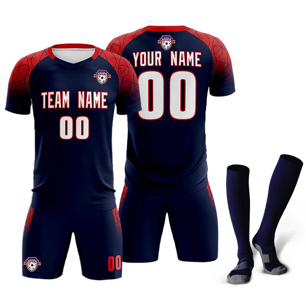 Custom Navy Classic Football Training Kit Jersey For Adults/Kids