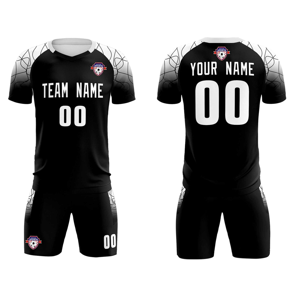 Custom Black Classic Football Training Kit Jersey For Adults/Kids