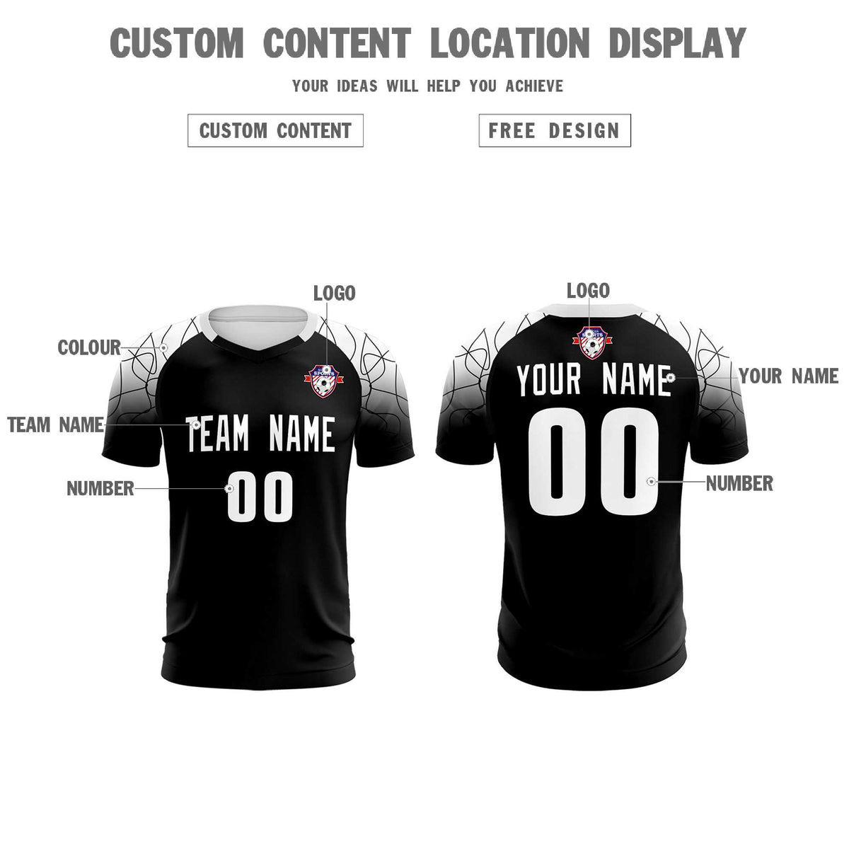 Custom Black Classic Football Training Kit Jersey For Adults/Kids