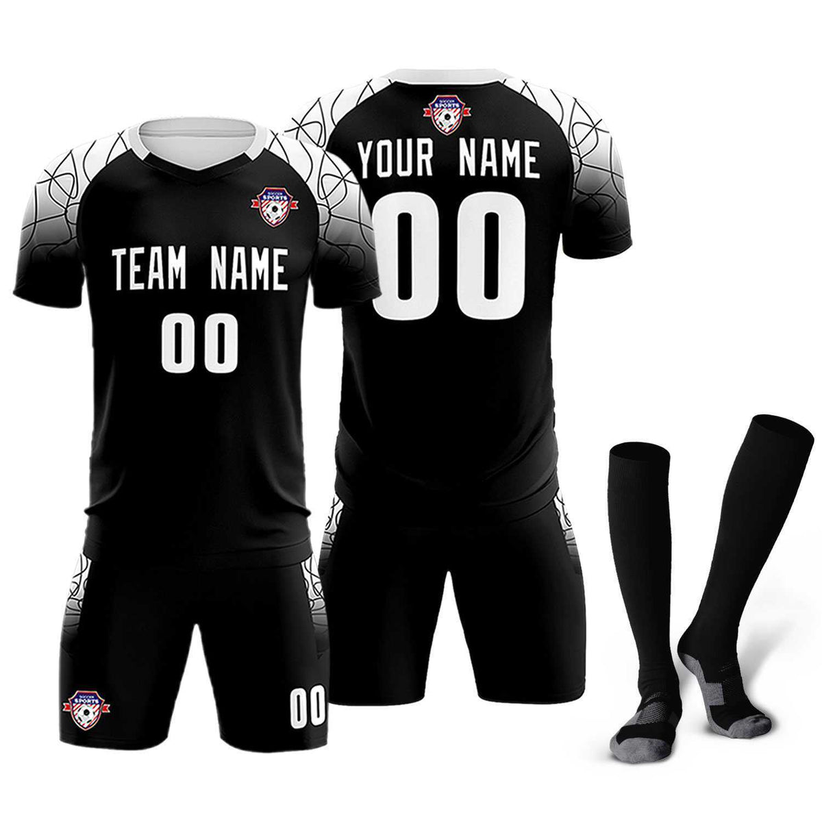 Custom Black Classic Football Training Kit Jersey For Adults/Kids