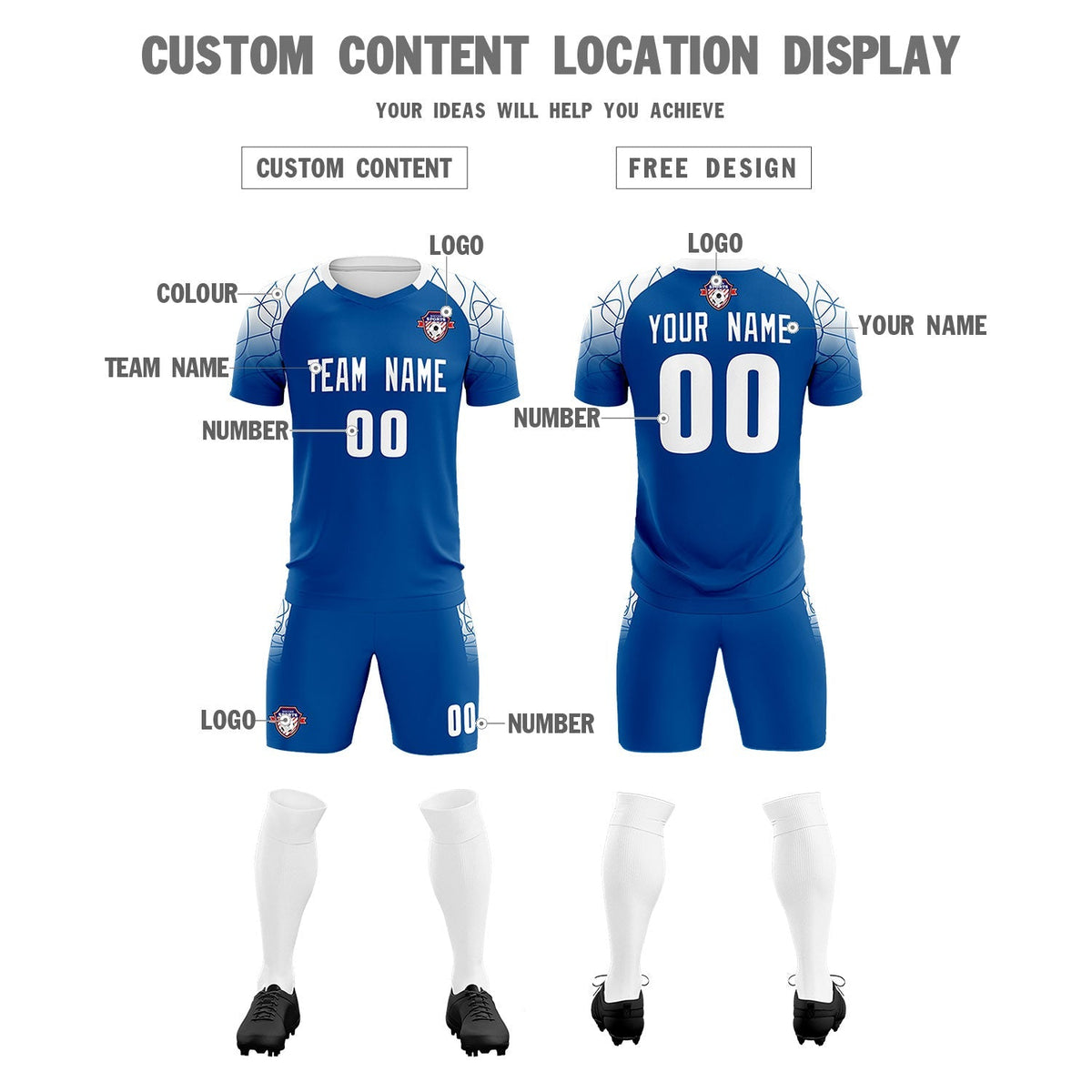 Custom Navy Classic Football Training Kit Jersey For Adults/Kids