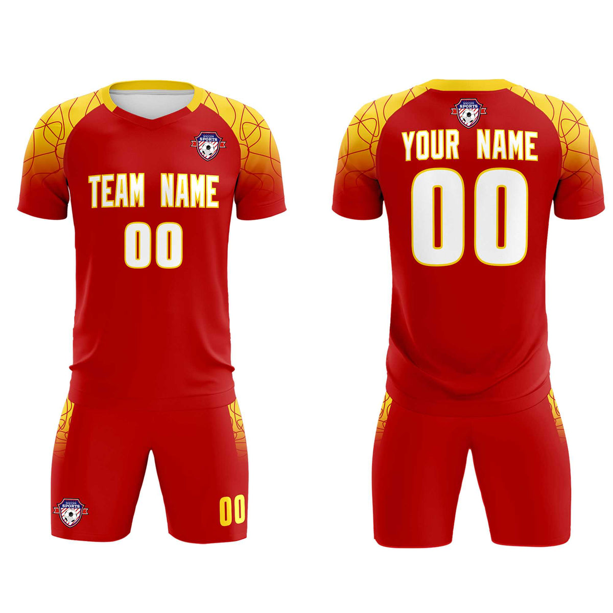 Custom Red Classic Football Training Kit Jersey For Adults/Kids