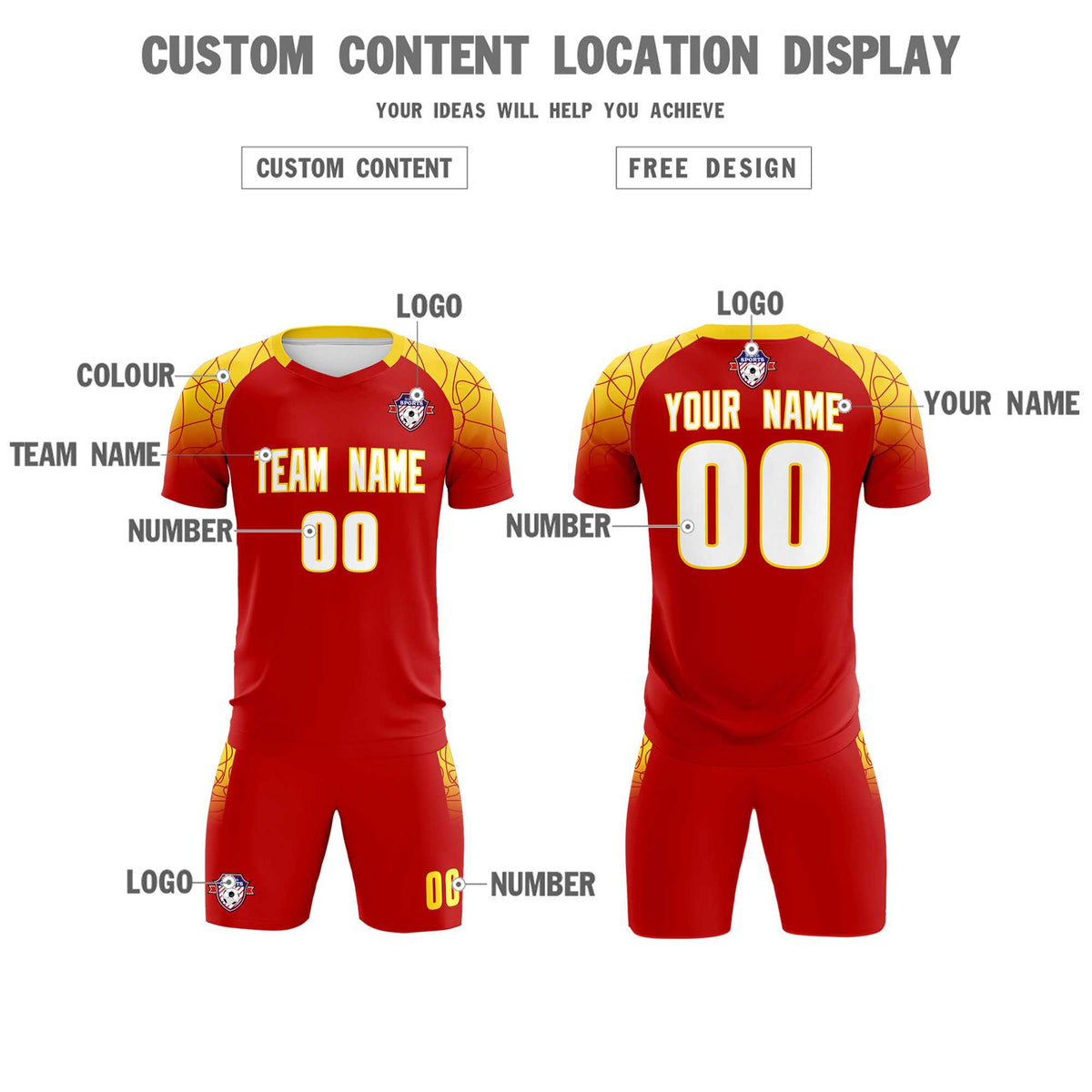 Custom Red Classic Football Training Kit Jersey For Adults/Kids