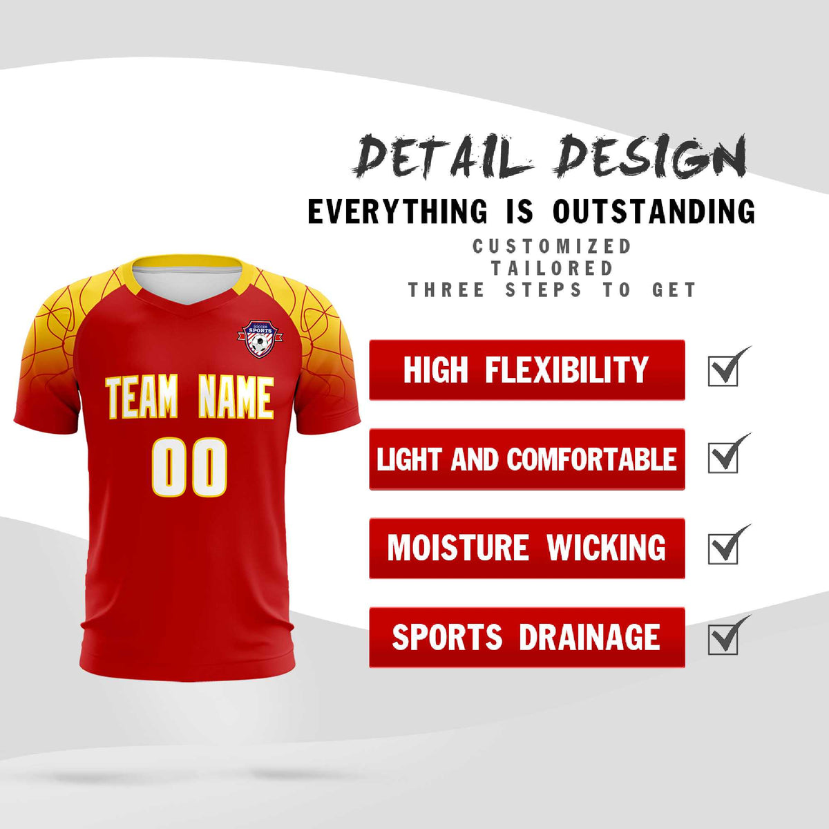 Custom Red Classic Football Training Kit Jersey For Adults/Kids