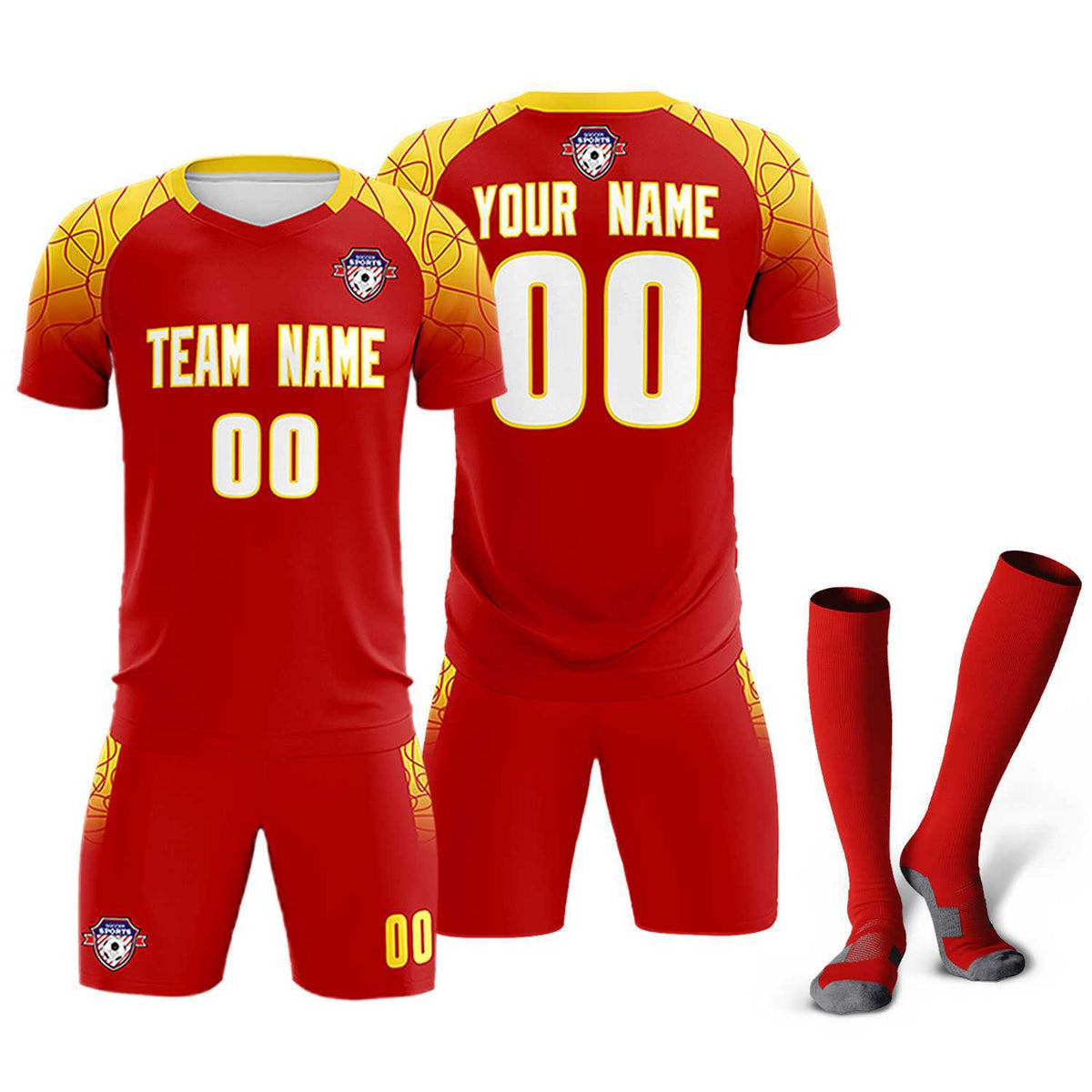Custom Red Classic Football Training Kit Jersey For Adults/Kids