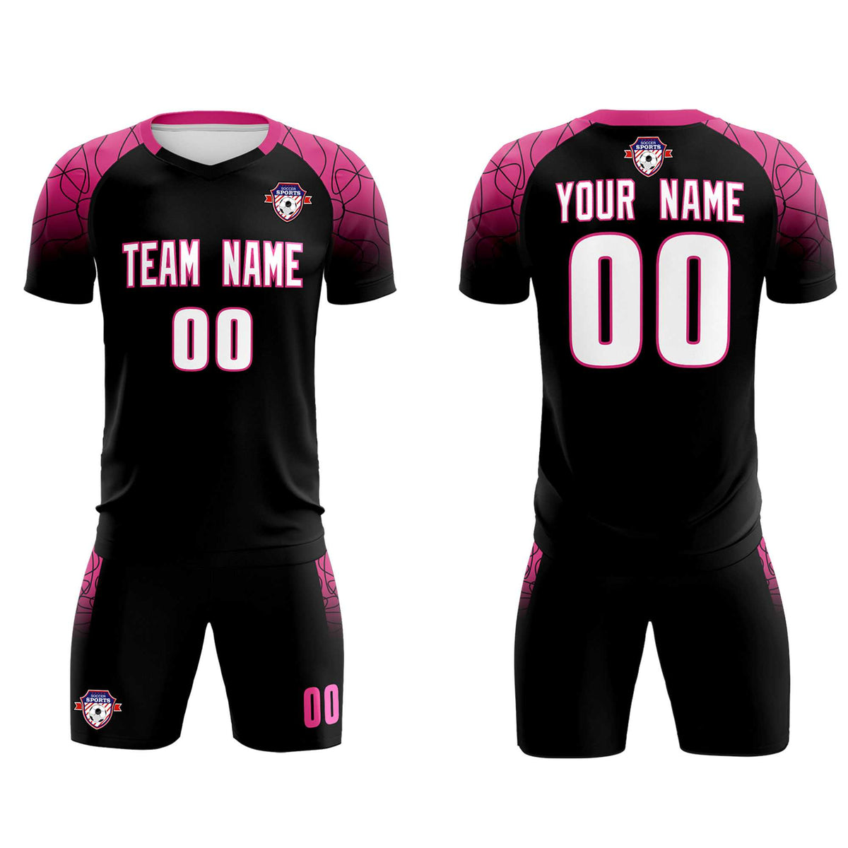 Custom Black Classic Football Training Kit Jersey For Adults/Kids