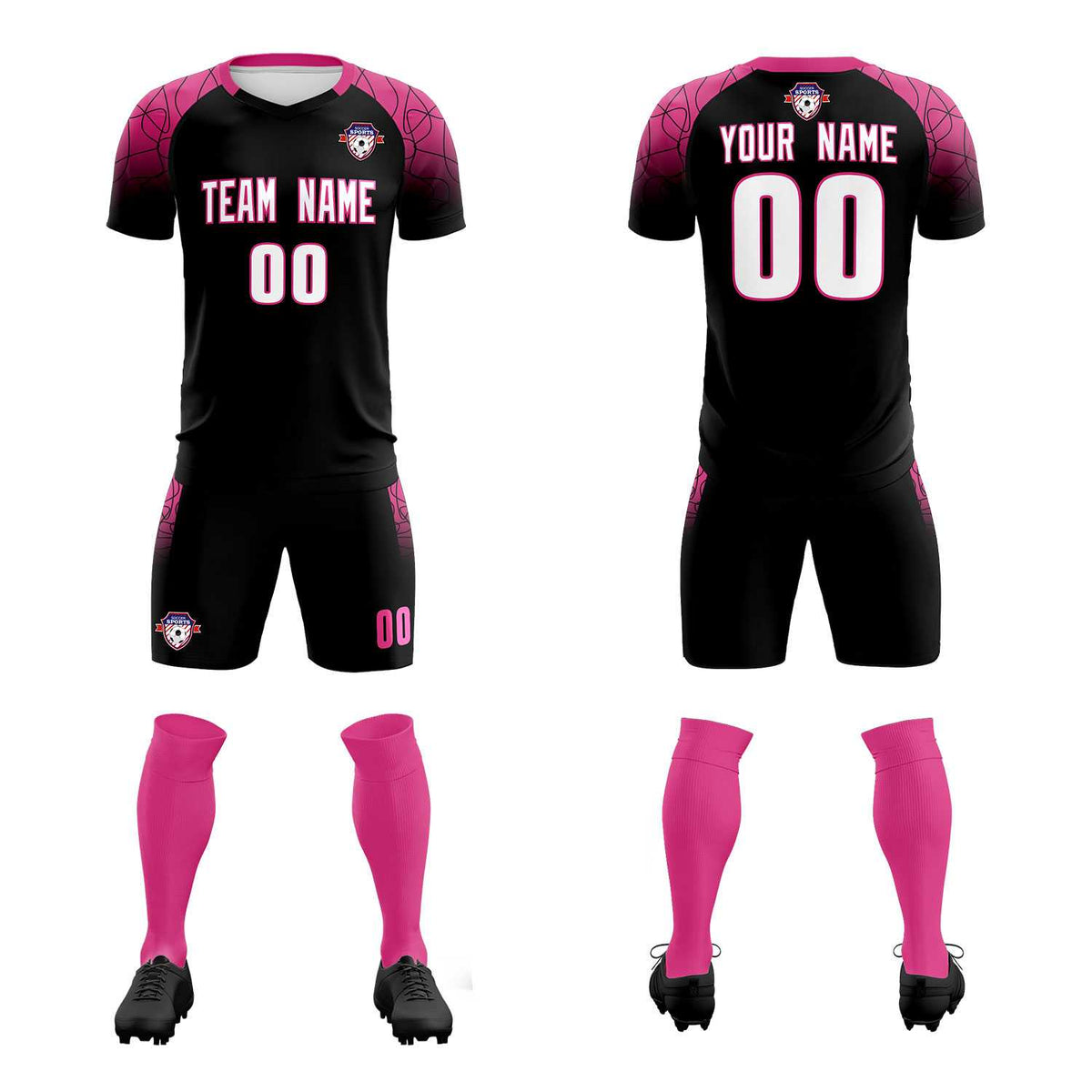 Custom Black Classic Football Training Kit Jersey For Adults/Kids