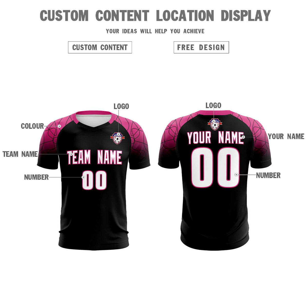 Custom Black Classic Football Training Kit Jersey For Adults/Kids