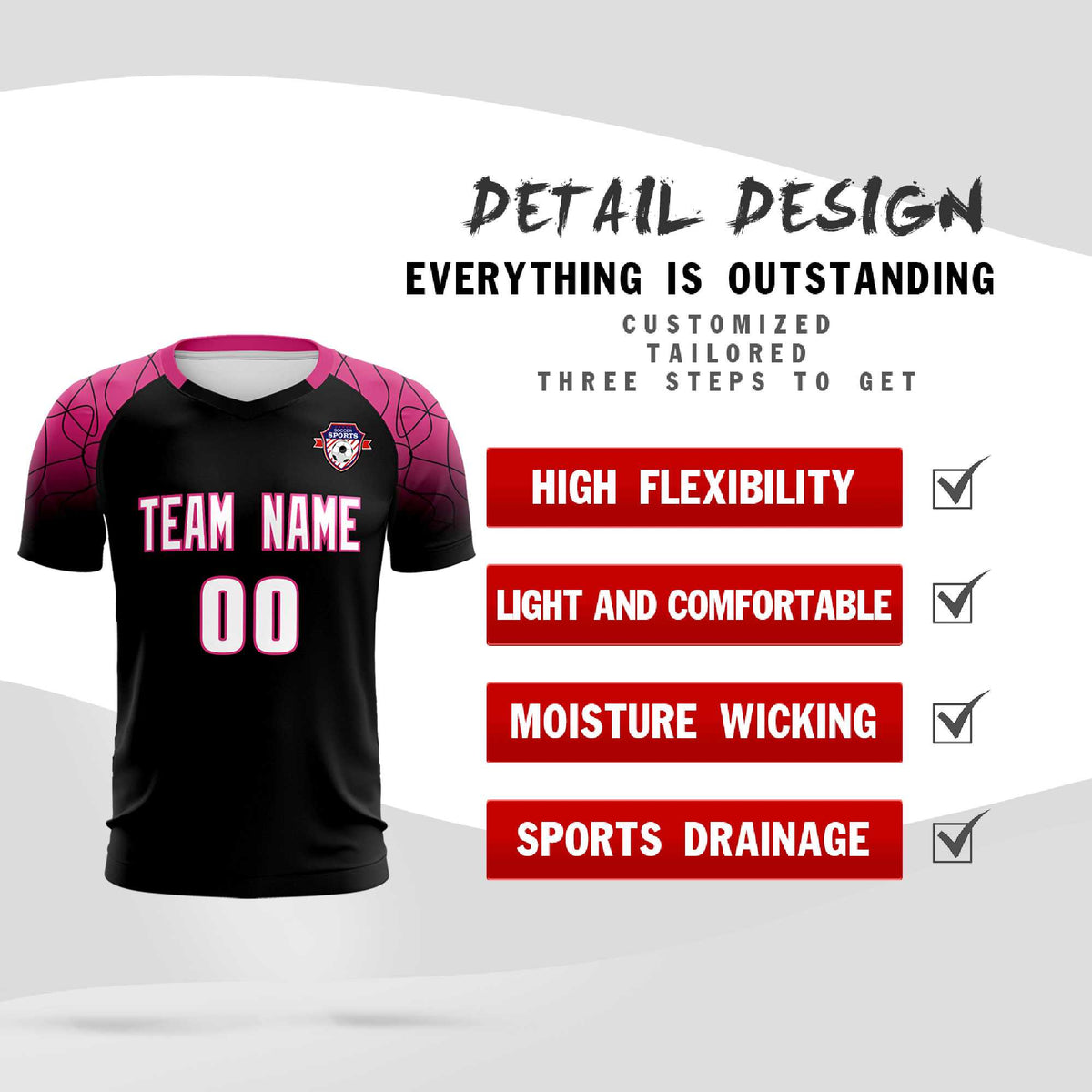 Custom Black Classic Football Training Kit Jersey For Adults/Kids