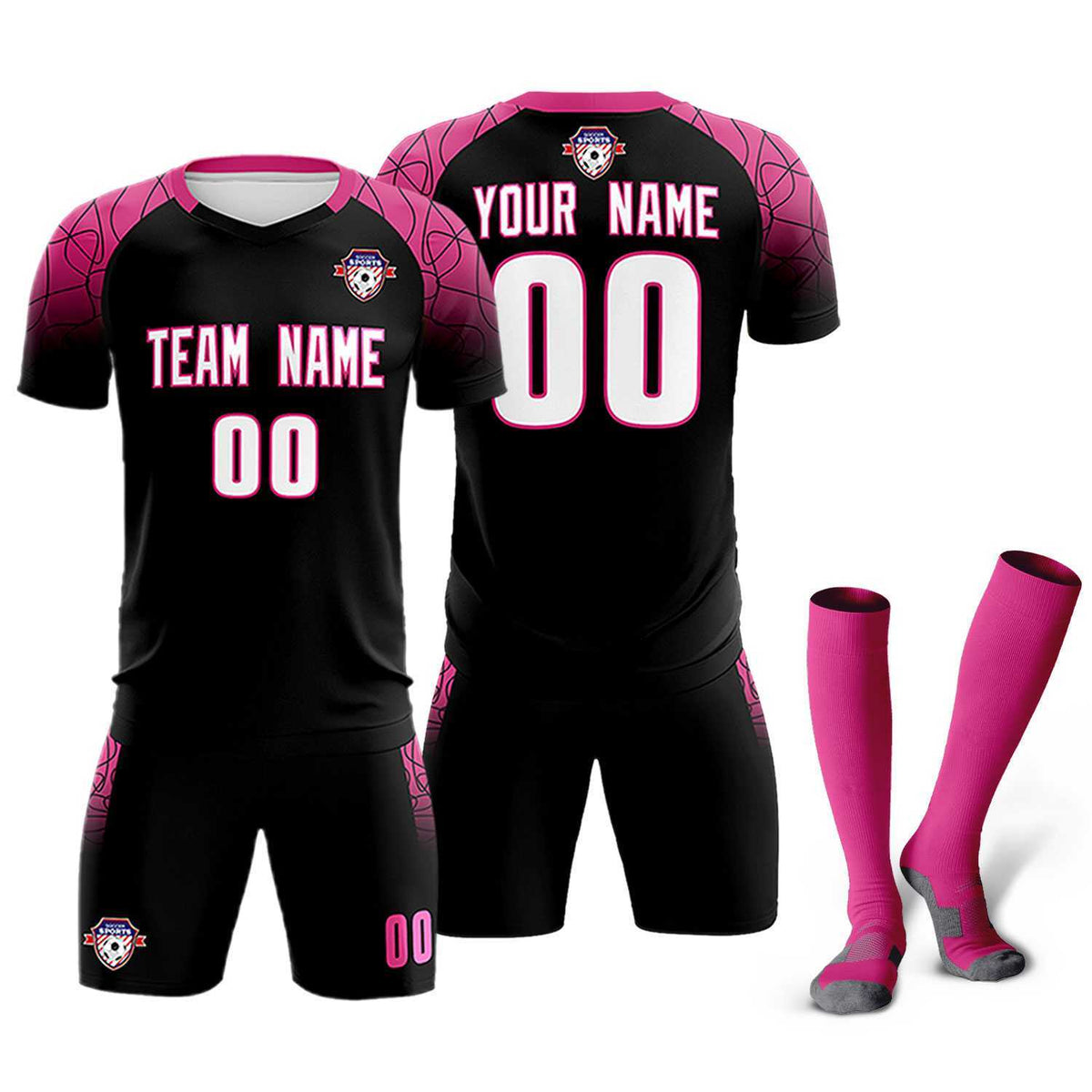 Custom Black Classic Football Training Kit Jersey For Adults/Kids