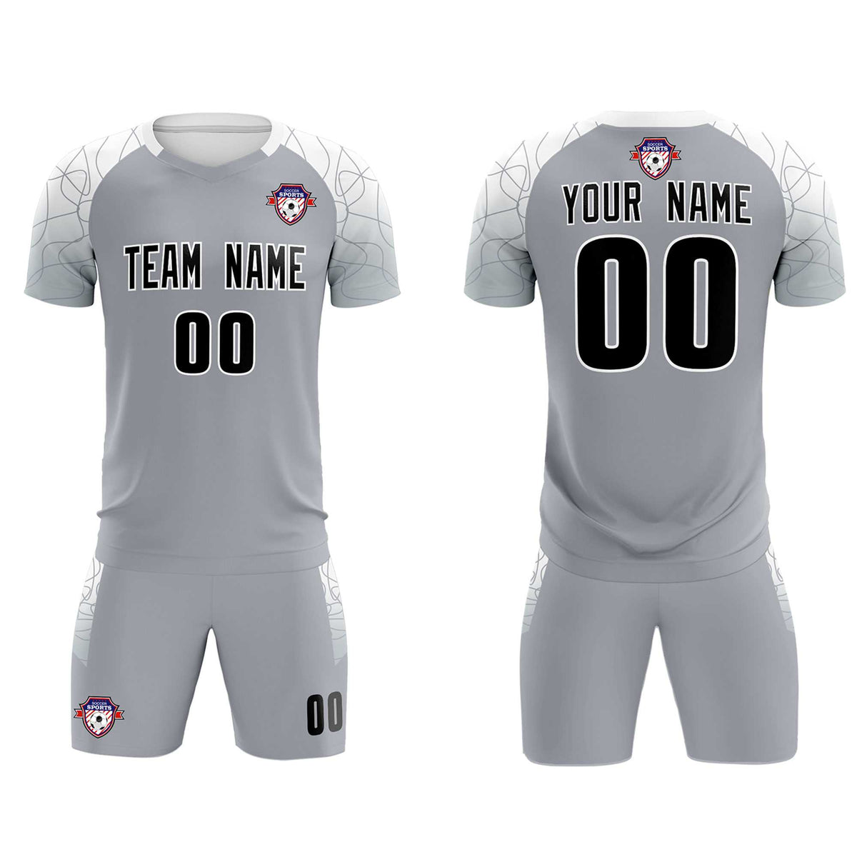 Custom Silver Classic Football Training Kit Jersey For Adults/Kids
