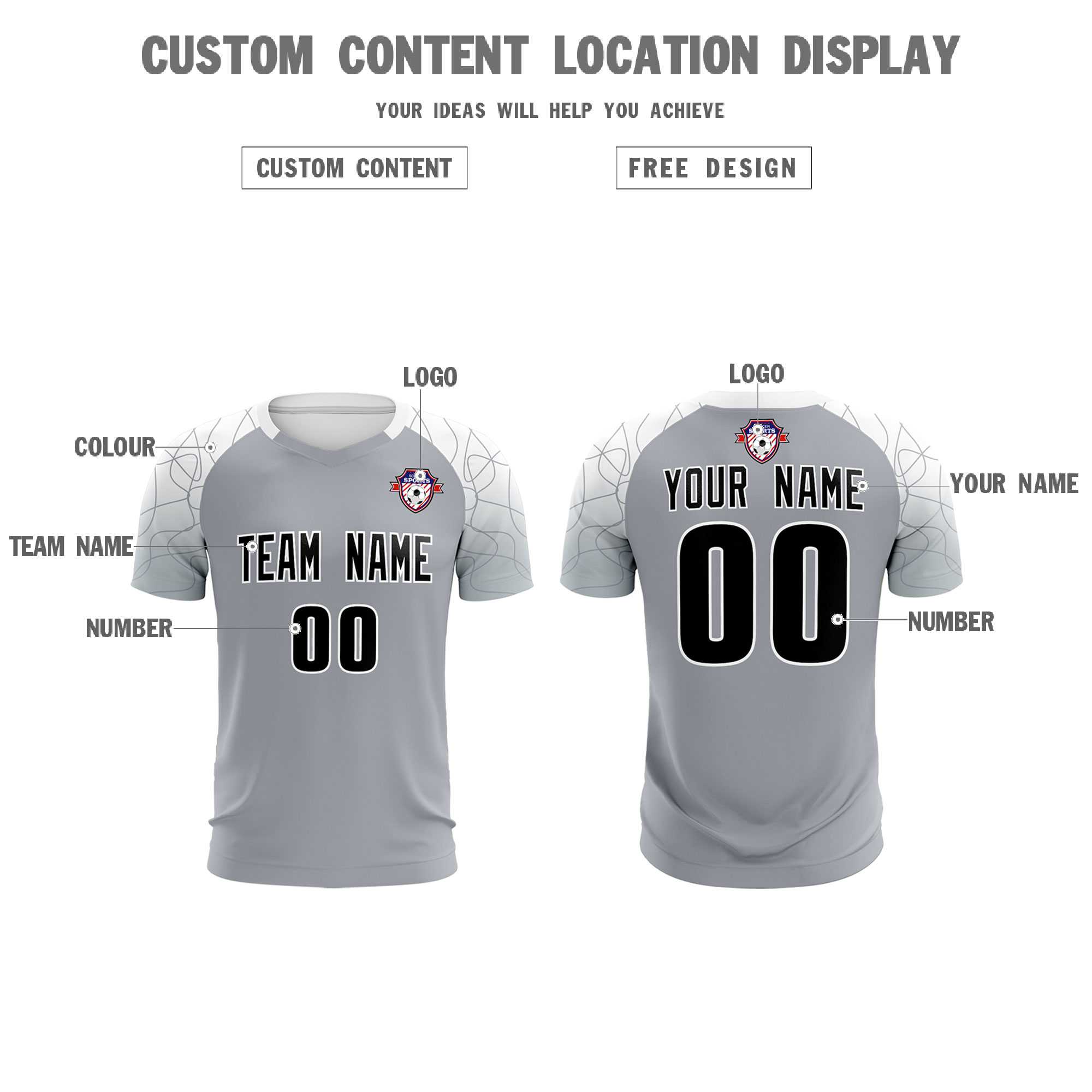 Custom Silver Classic Football Training Kit Jersey For Adults/Kids