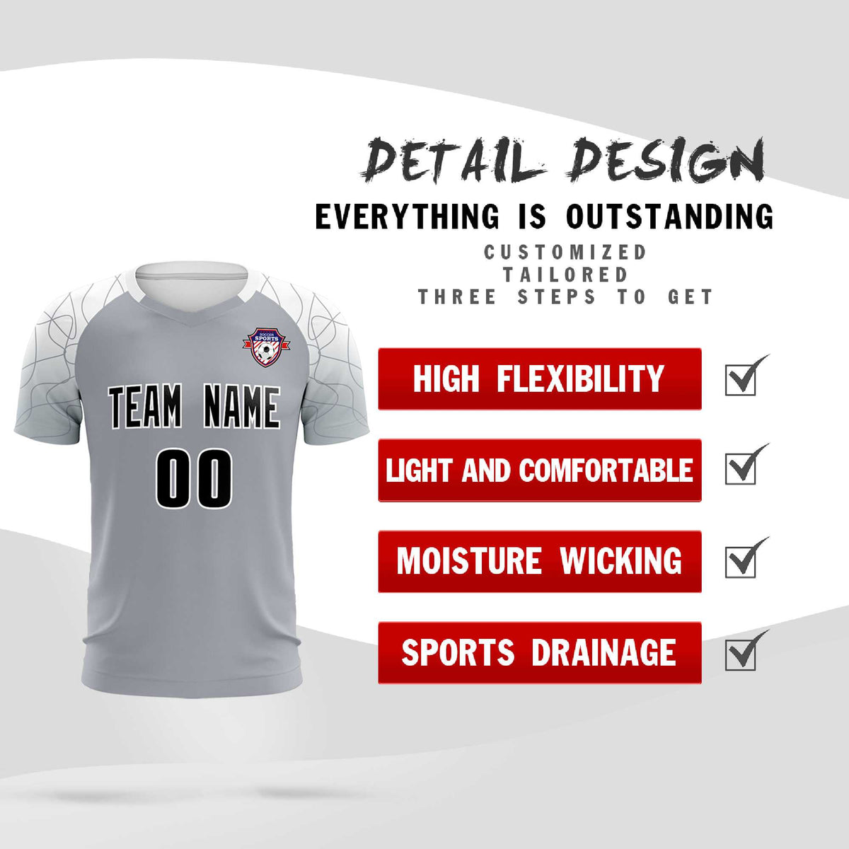 Custom Silver Classic Football Training Kit Jersey For Adults/Kids