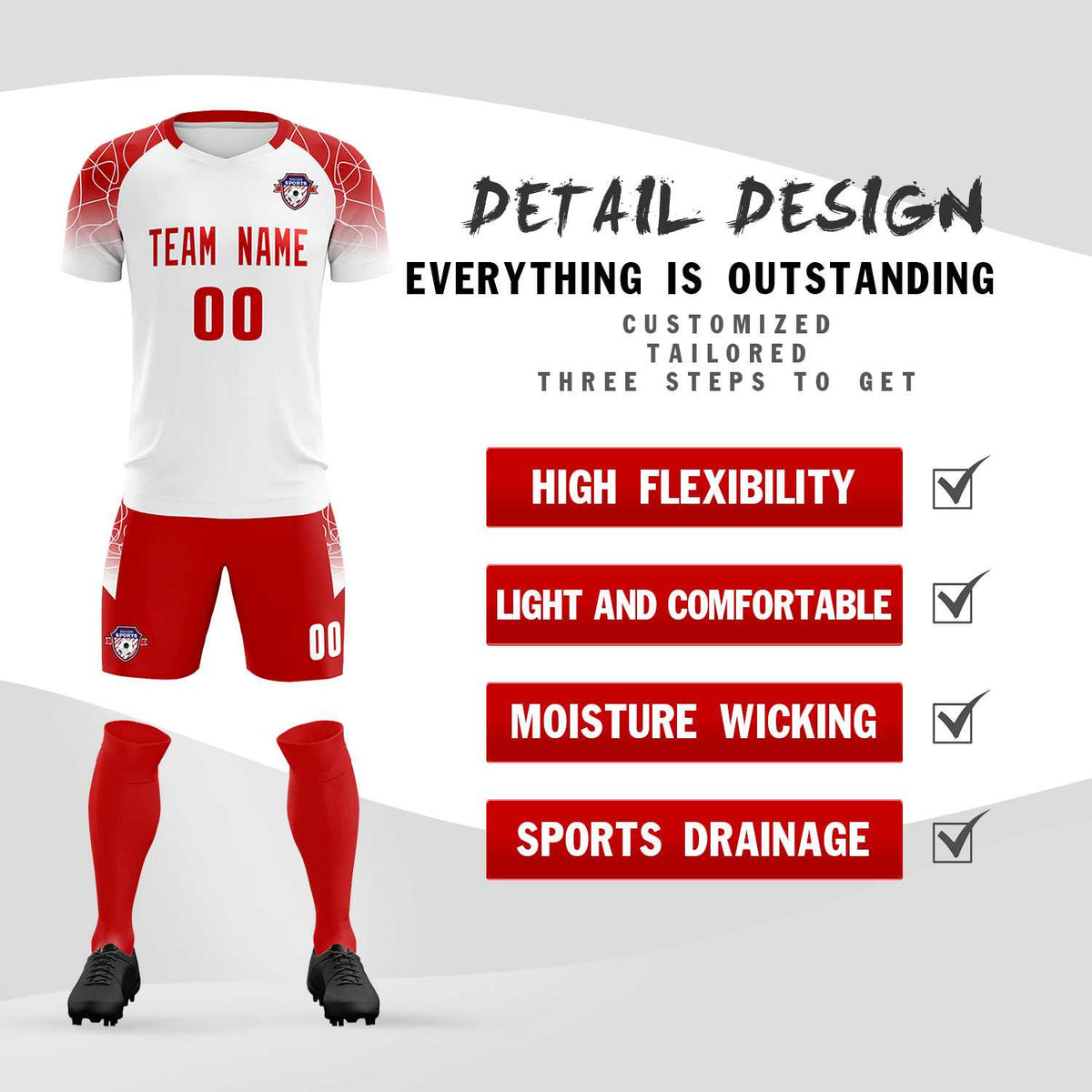 Custom White Classic Football Training Kit Jersey For Adults/Kids