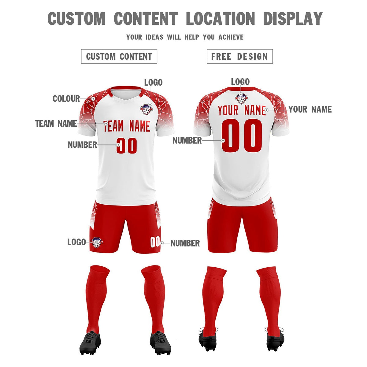 Custom White Classic Football Training Kit Jersey For Adults/Kids