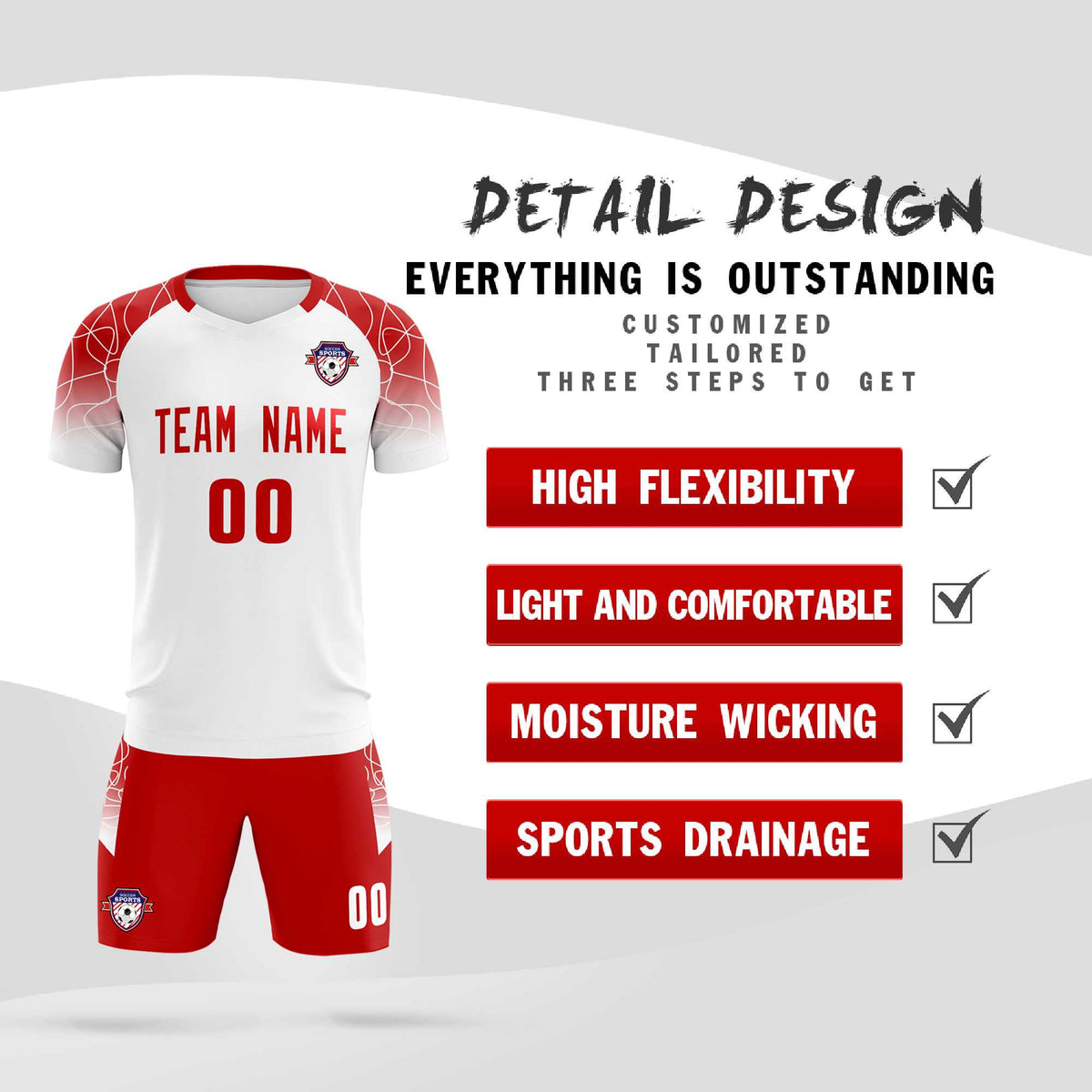 Custom White Classic Football Training Kit Jersey For Adults/Kids