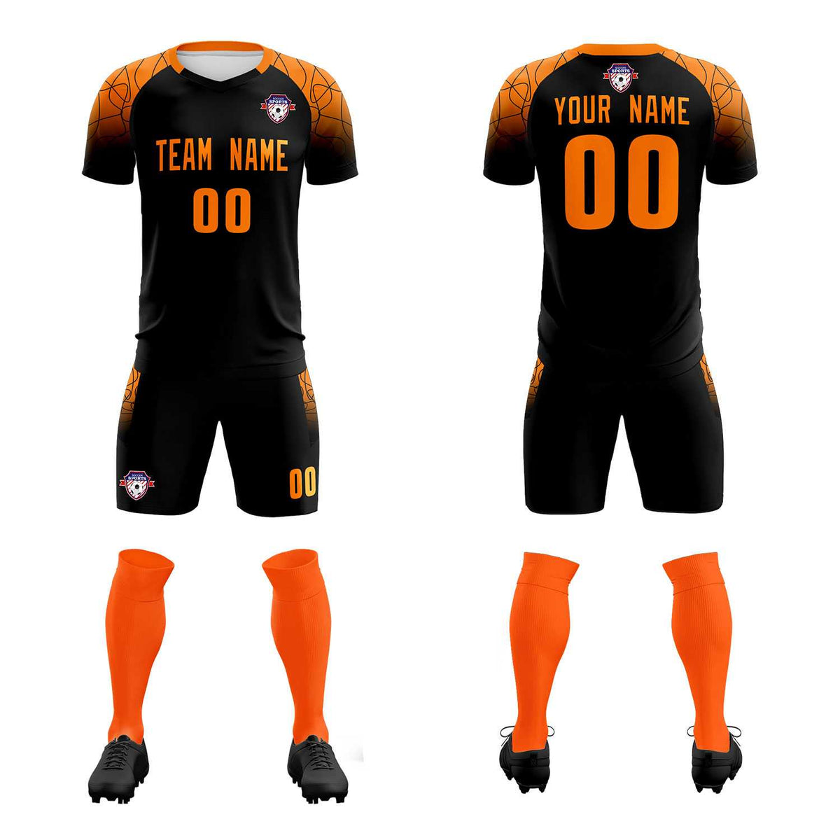 Custom Black Classic Football Training Kit Jersey For Adults/Kids