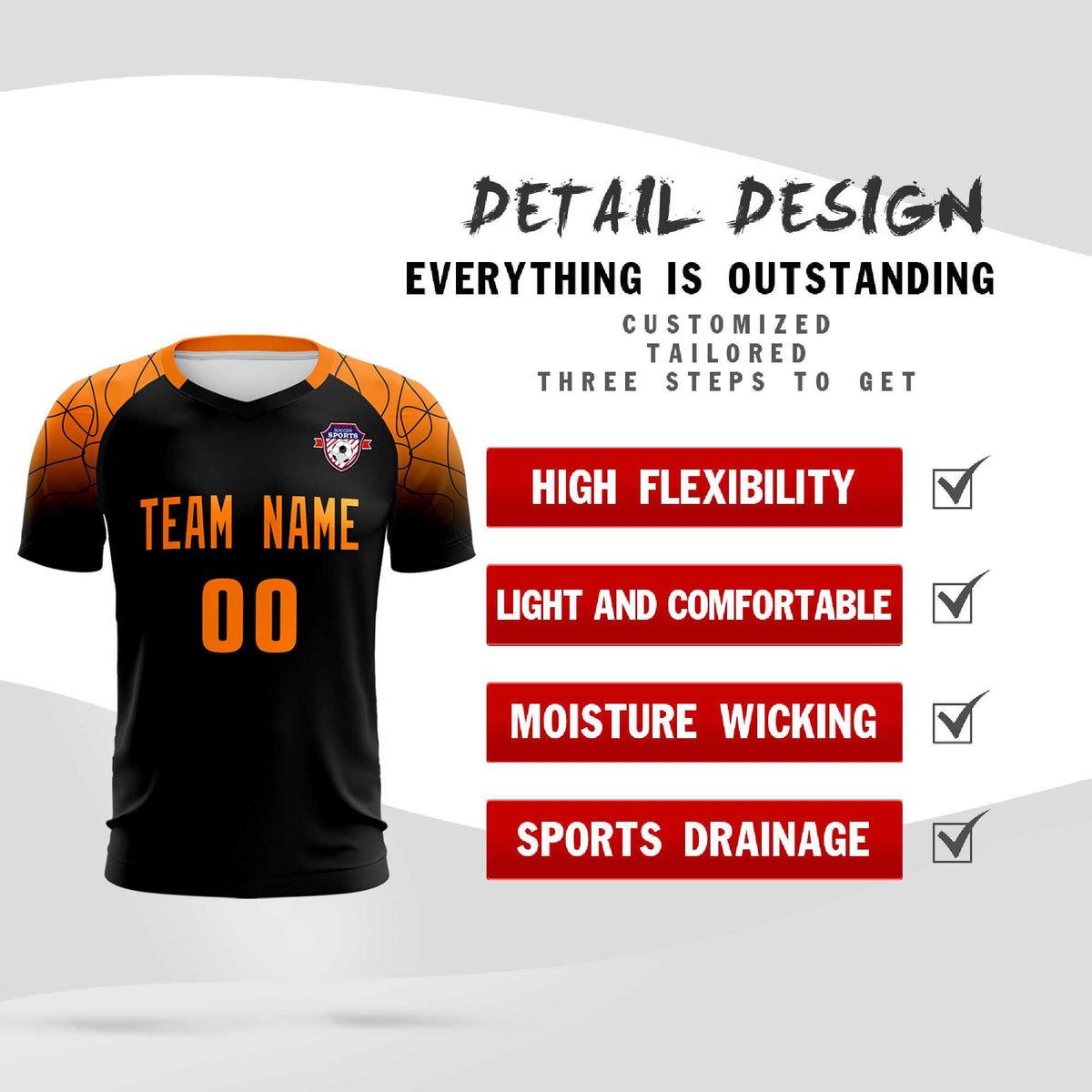 Custom Black Classic Football Training Kit Jersey For Adults/Kids
