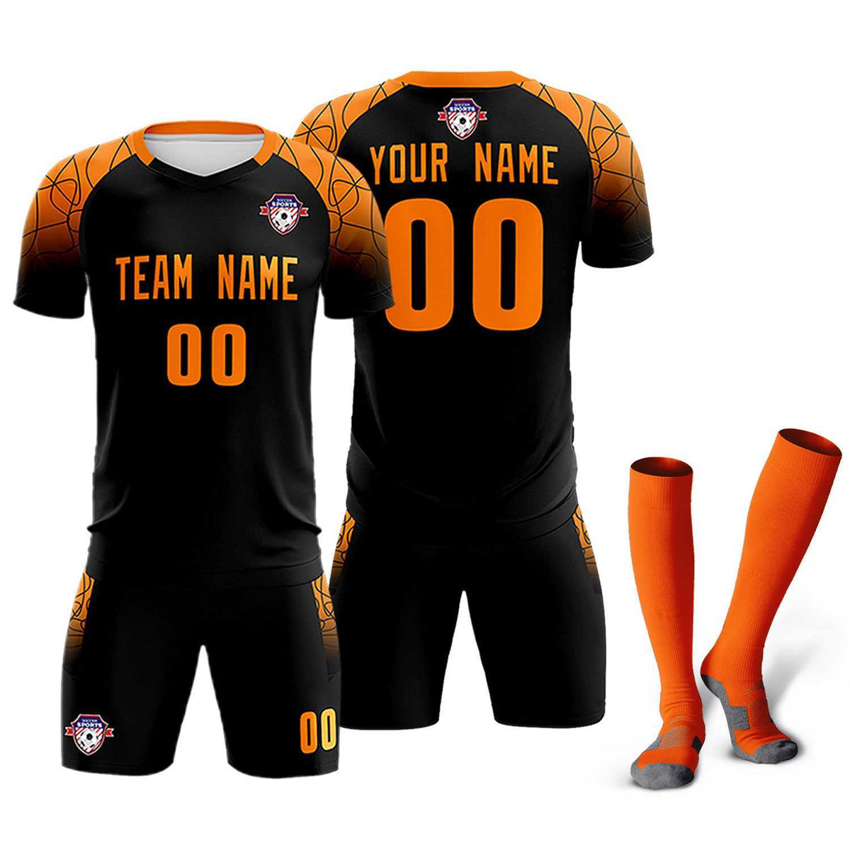 Custom Black Classic Football Training Kit Jersey For Adults/Kids