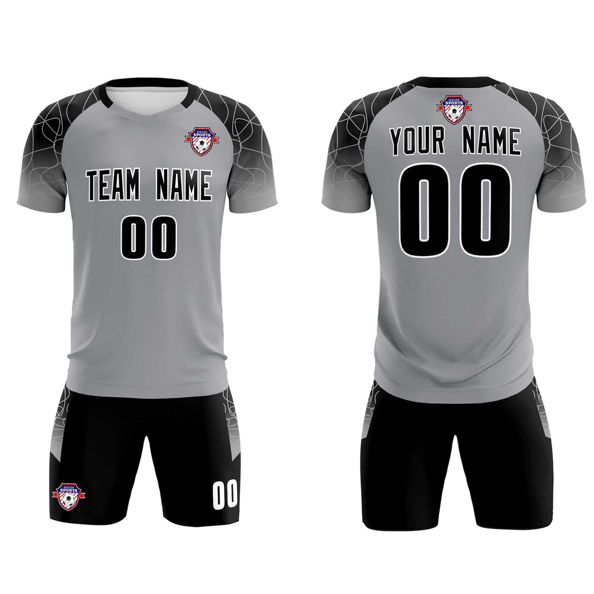 Custom Silver Classic Football Training Kit Jersey For Adults/Kids