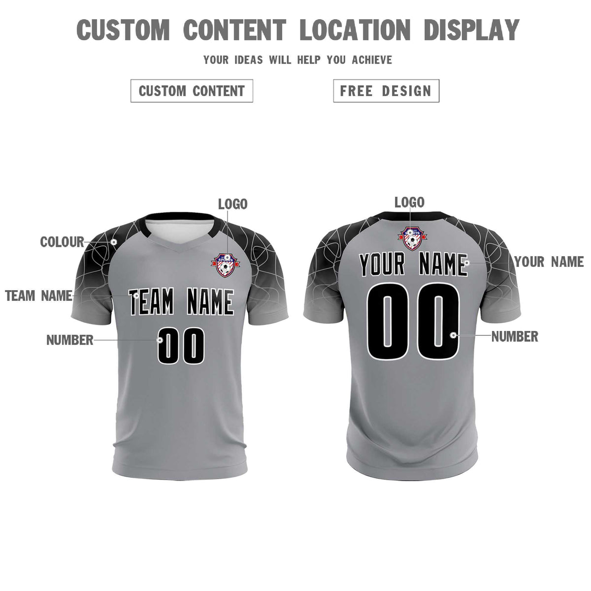 Custom Silver Classic Football Training Kit Jersey For Adults/Kids