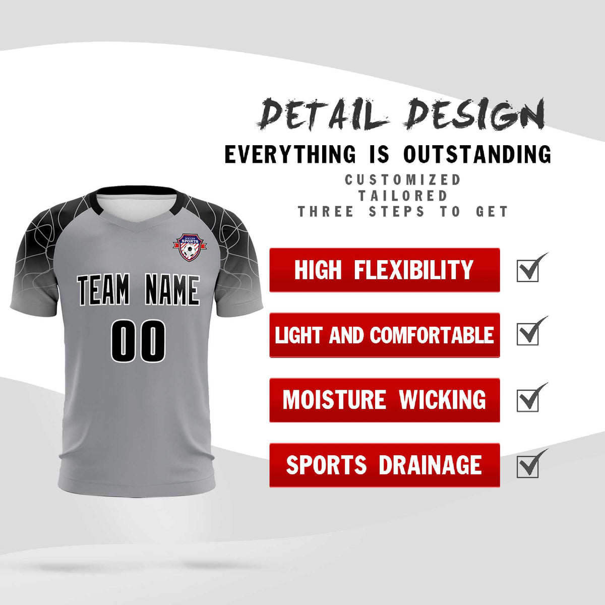 Custom Silver Classic Football Training Kit Jersey For Adults/Kids