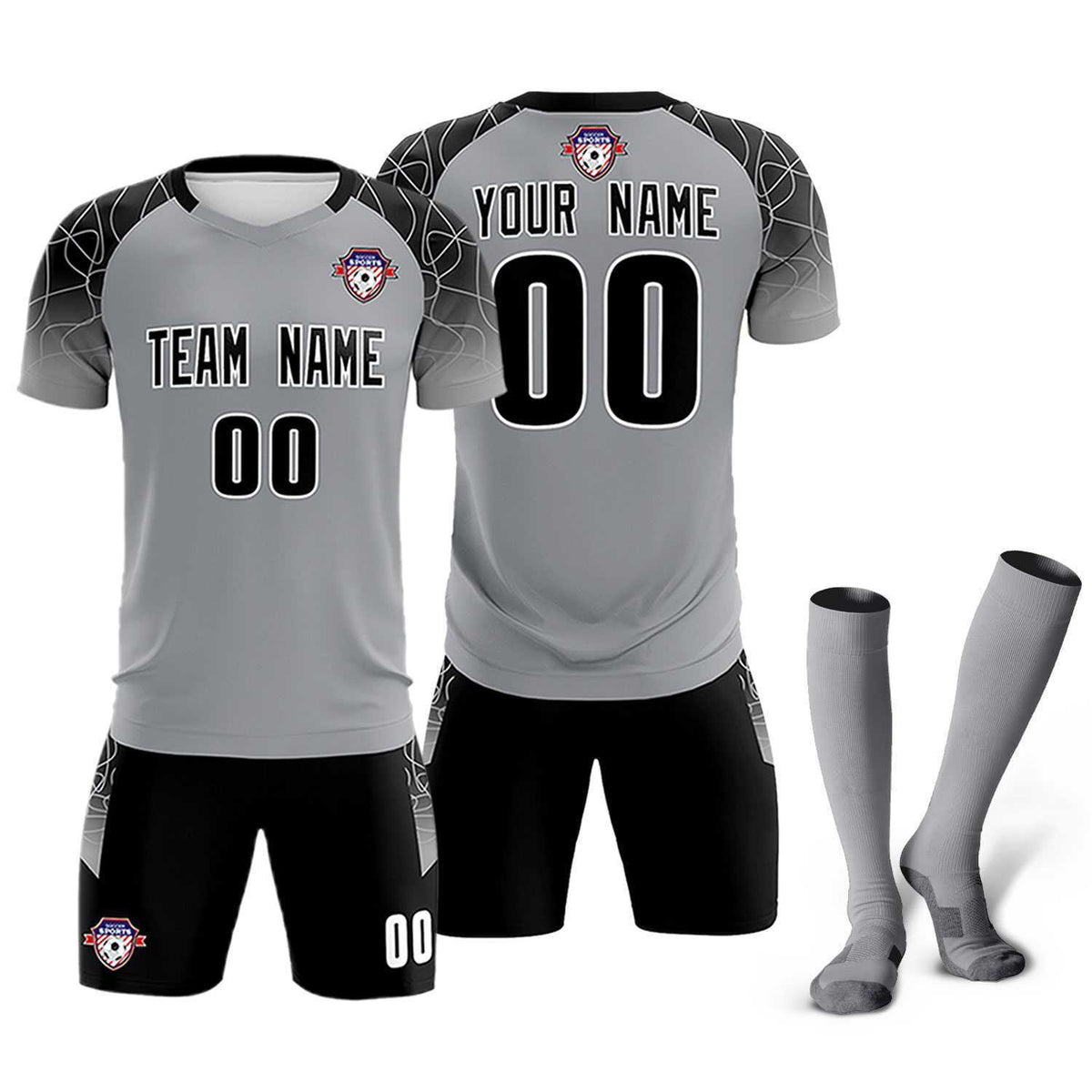 Custom Silver Classic Football Training Kit Jersey For Adults/Kids