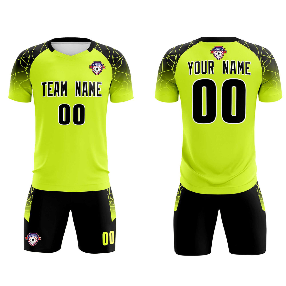 Custom Neon Green Classic Football Training Kit Jersey For Adults/Kids