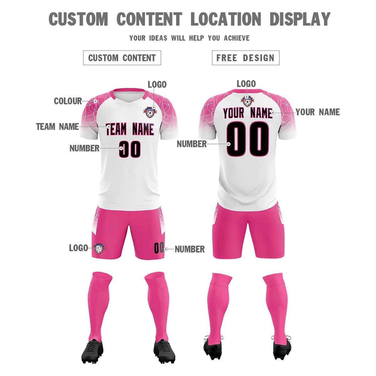 Custom White Classic Football Training Kit Jersey For Adults/Kids