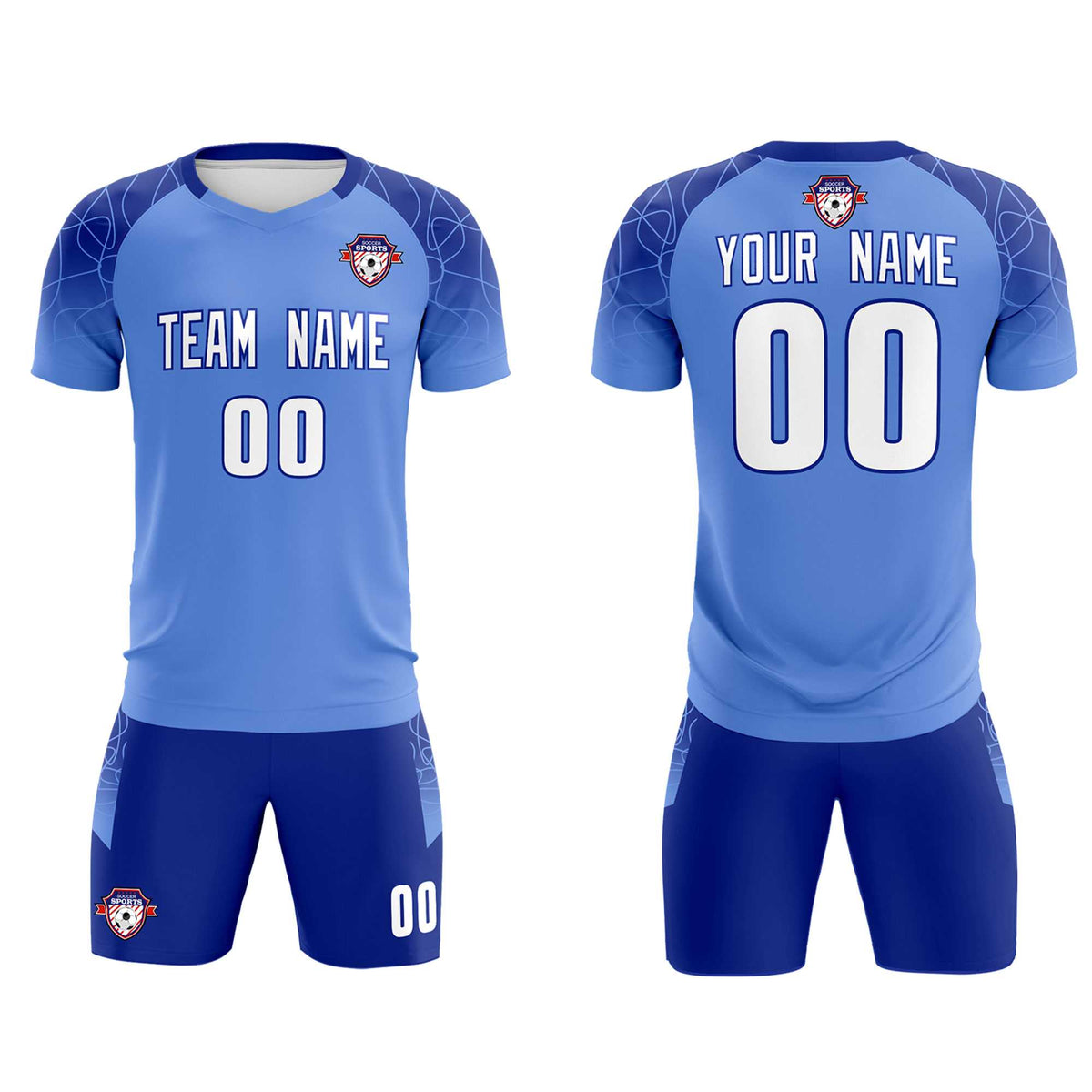 Custom Light Blue Classic Football Training Kit Jersey For Adults/Kids