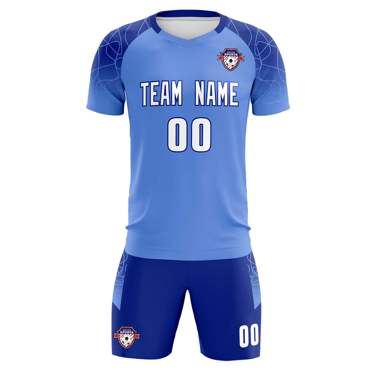 Custom Light Blue Classic Football Training Kit Jersey For Adults/Kids