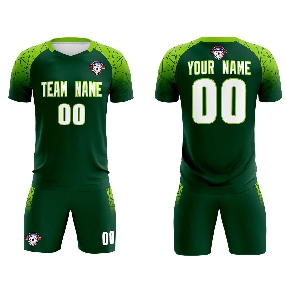 Custom Green Classic Football Training Kit Jersey For Adults/Kids