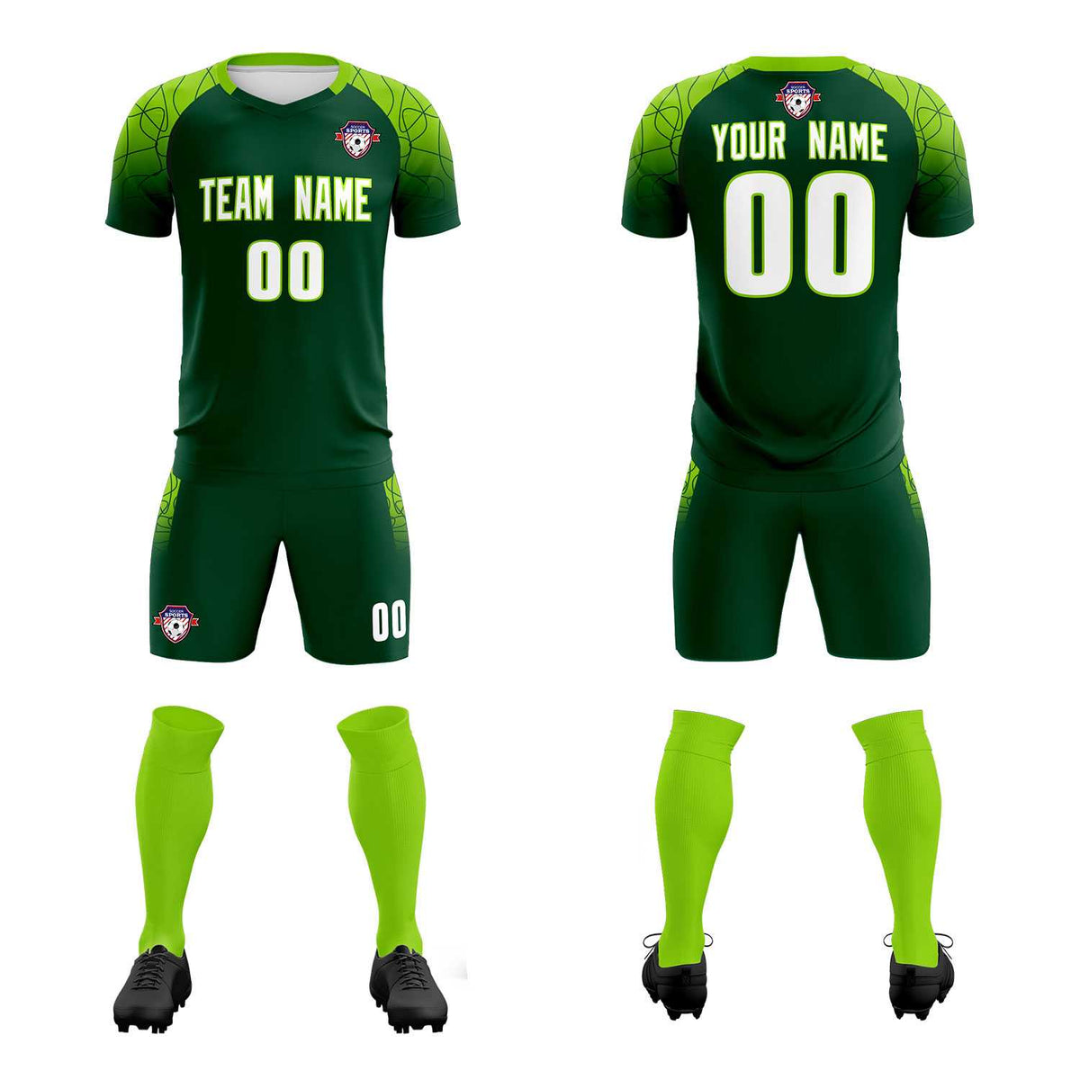 Custom Green Classic Football Training Kit Jersey For Adults/Kids