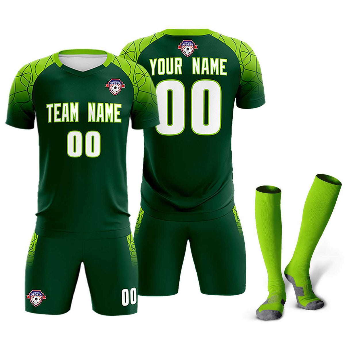 Custom Green Classic Football Training Kit Jersey For Adults/Kids
