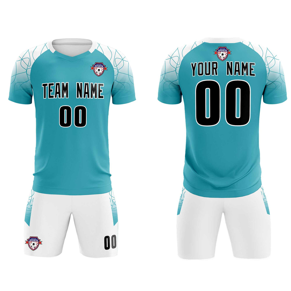 Custom Aqua Classic Football Training Kit Jersey For Adults/Kids