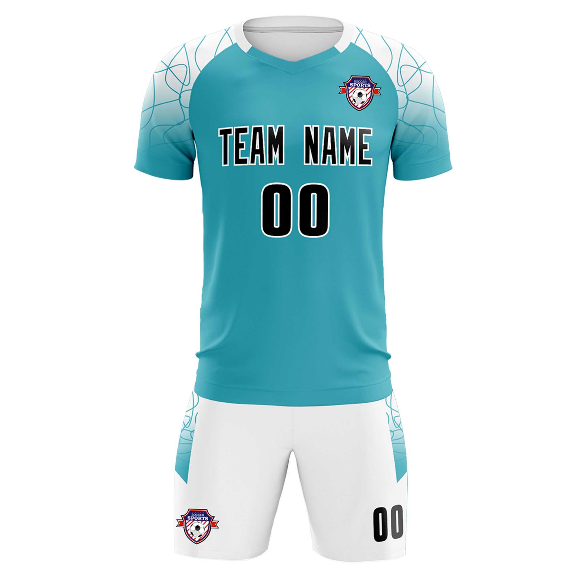 Custom Aqua Classic Football Training Kit Jersey For Adults/Kids