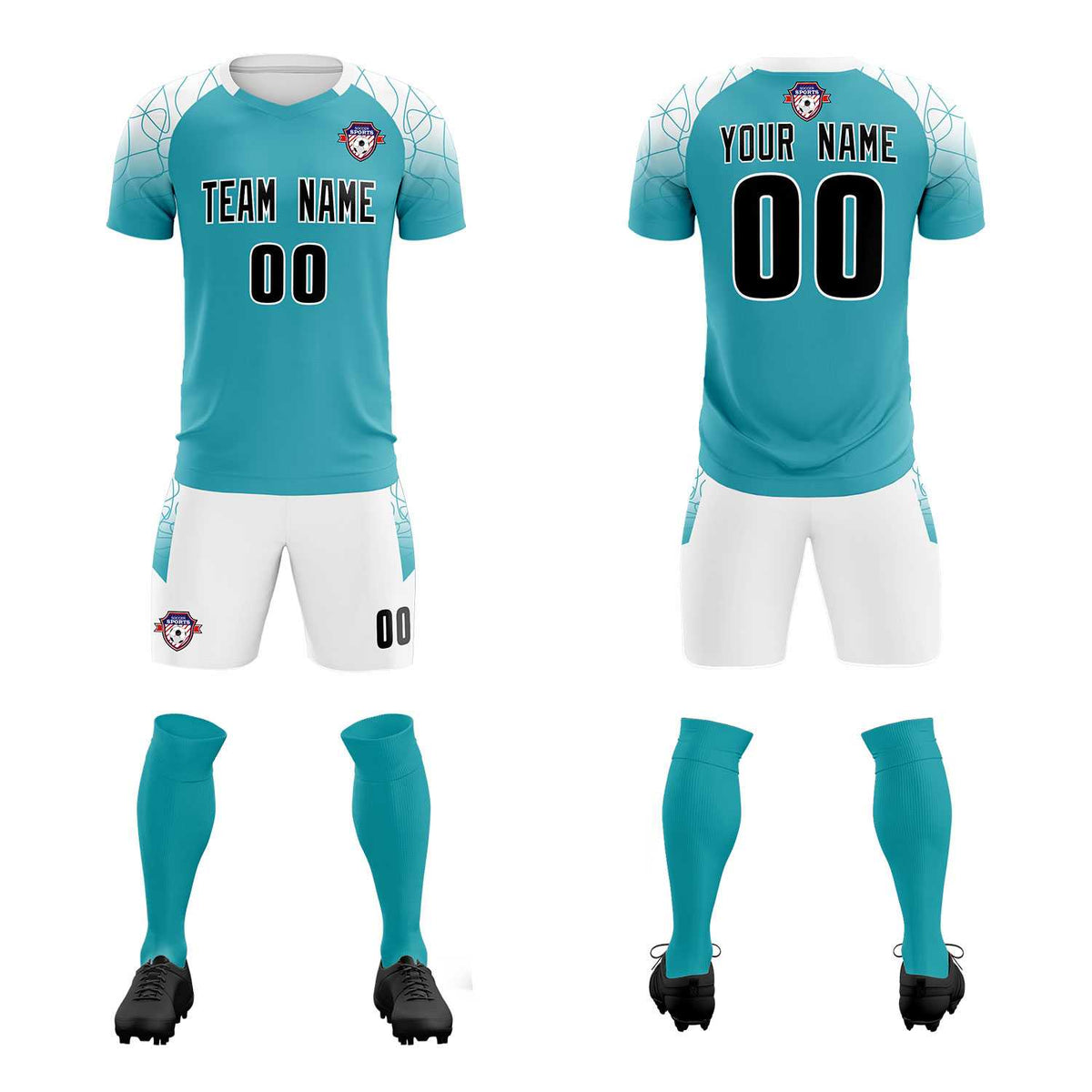 Custom Aqua Classic Football Training Kit Jersey For Adults/Kids