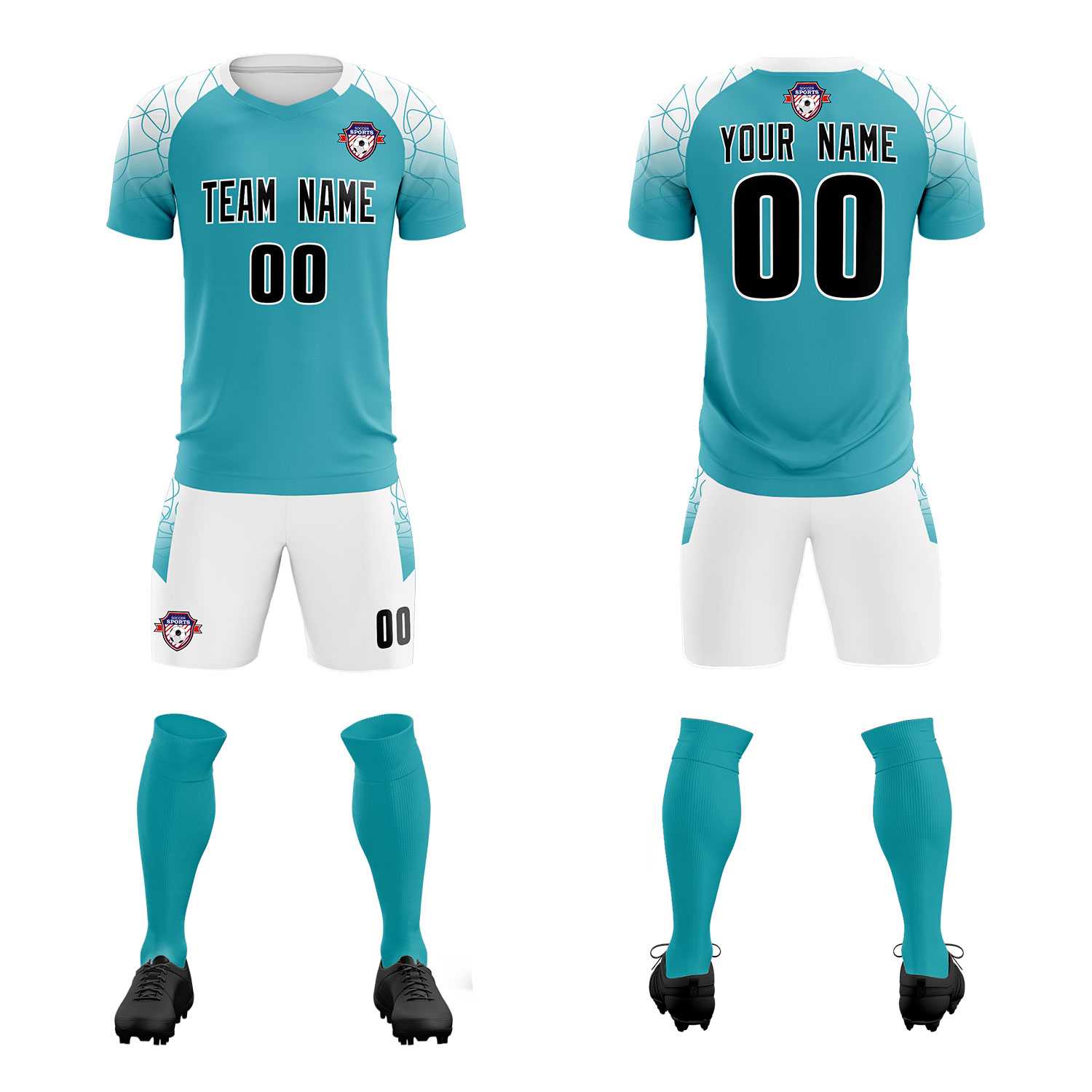 Custom Aqua Classic Football Training Kit Jersey For Adults/Kids