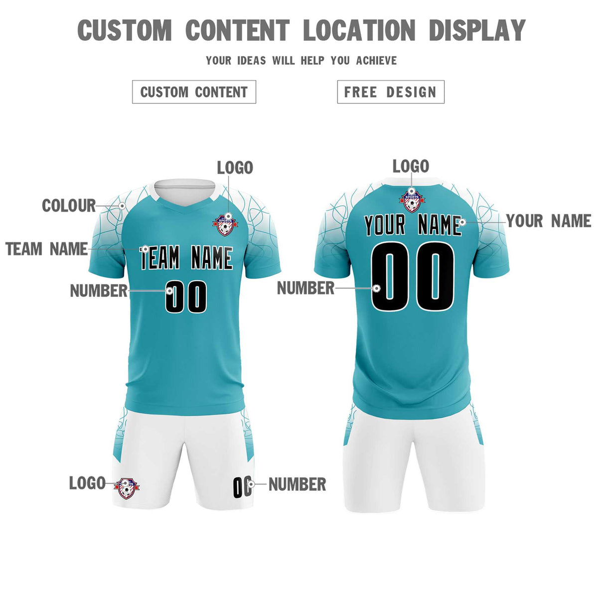 Custom Aqua Classic Football Training Kit Jersey For Adults/Kids