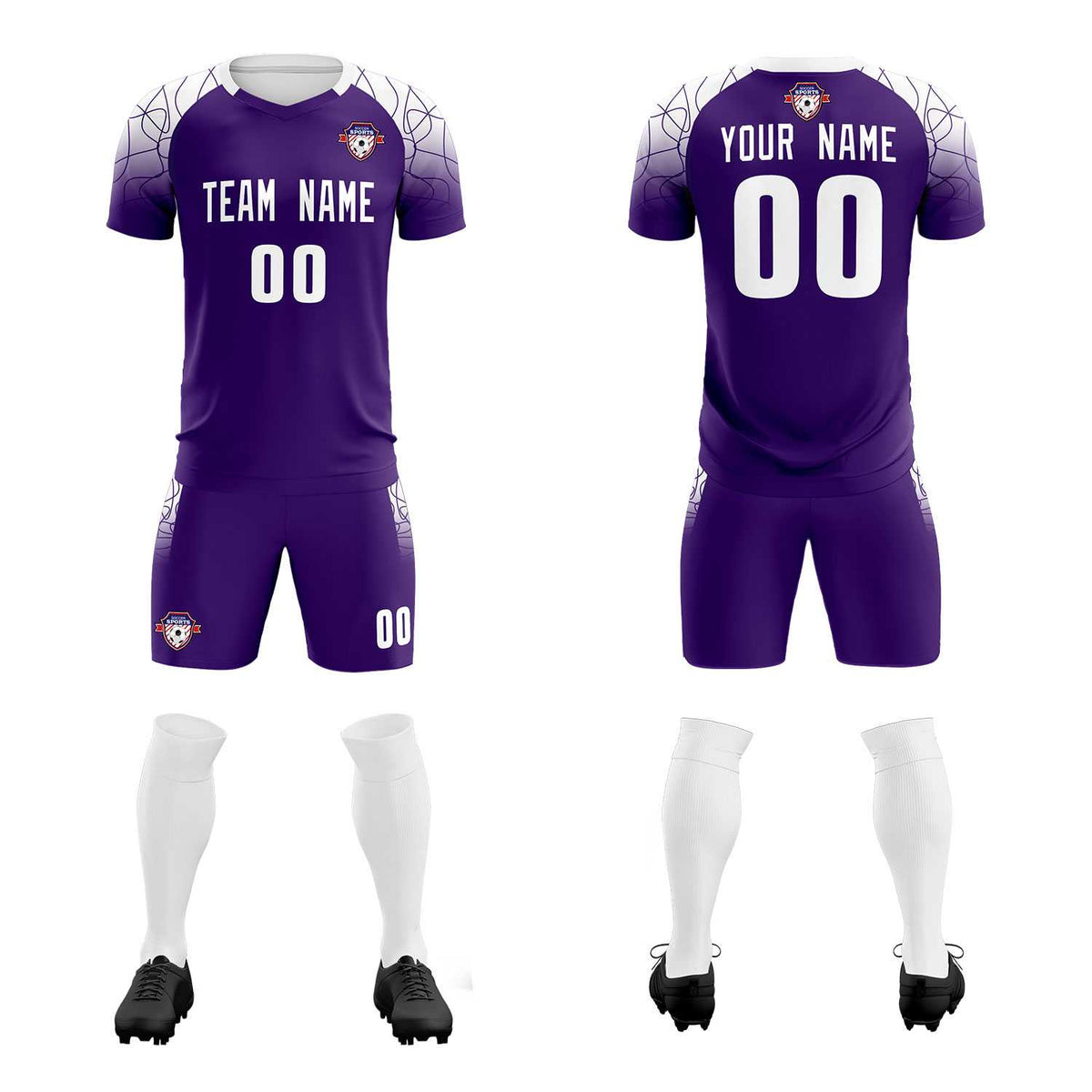 Custom Purple Classic Football Training Kit Jersey For Adults/Kids