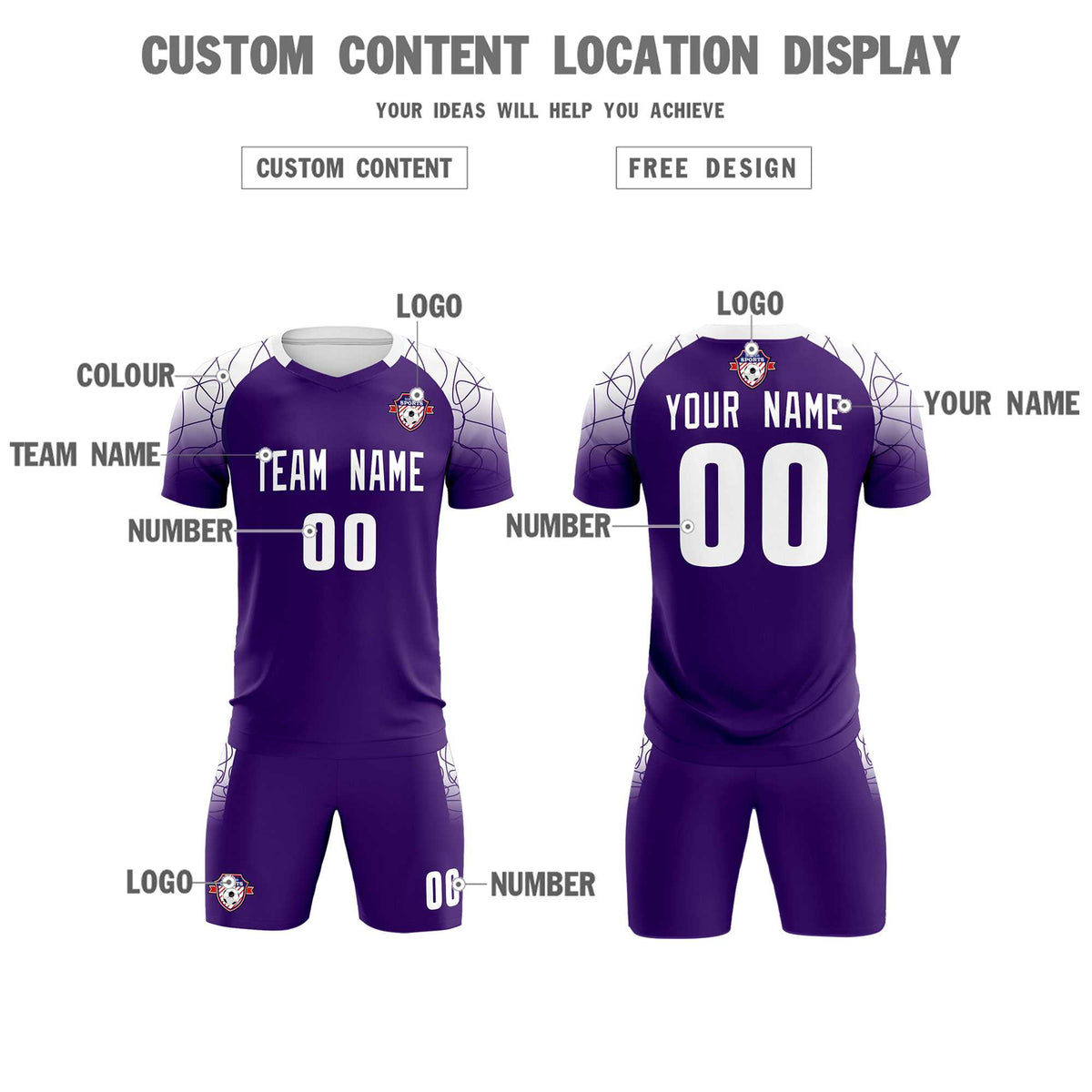 Custom Purple Classic Football Training Kit Jersey For Adults/Kids