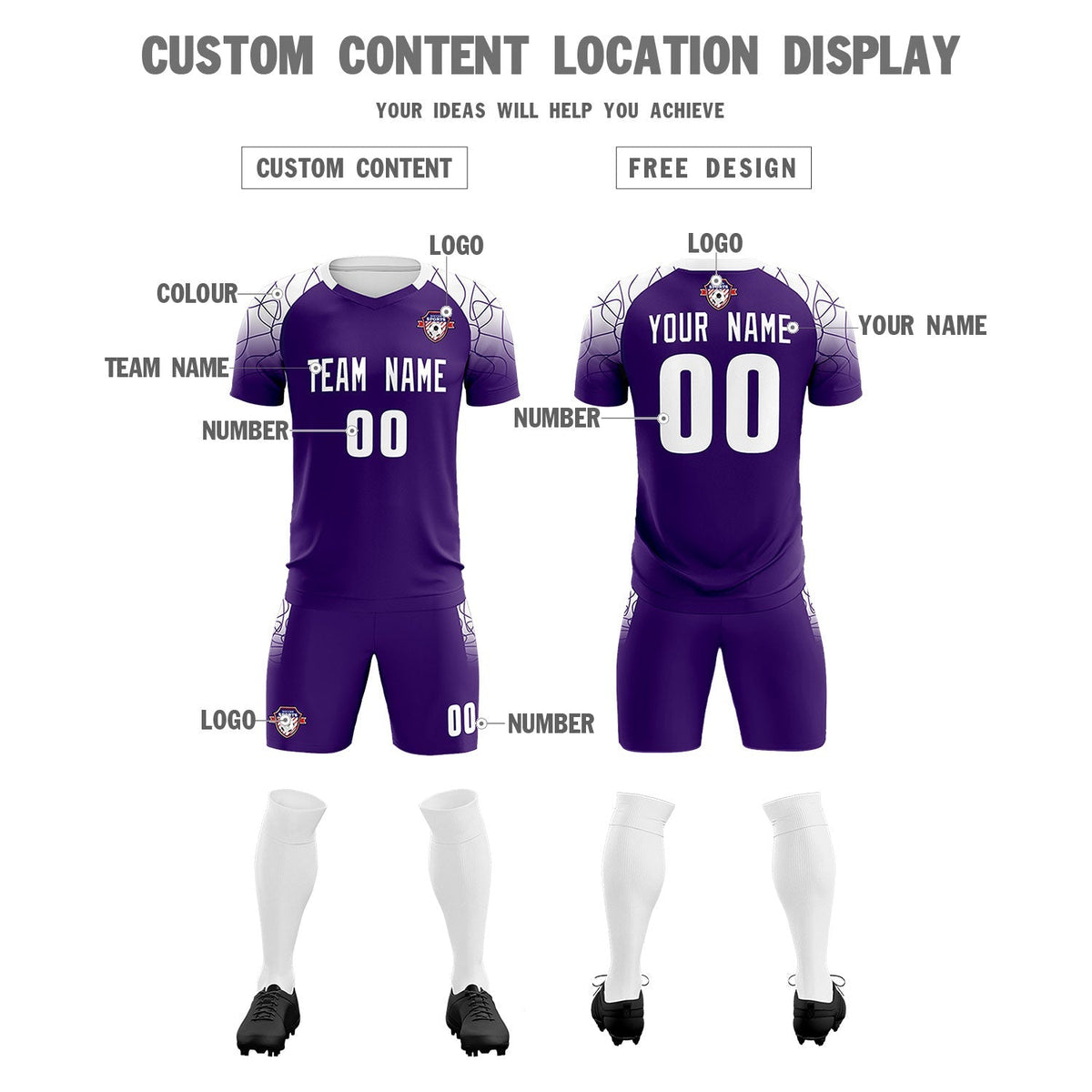 Custom Purple Classic Football Training Kit Jersey For Adults/Kids