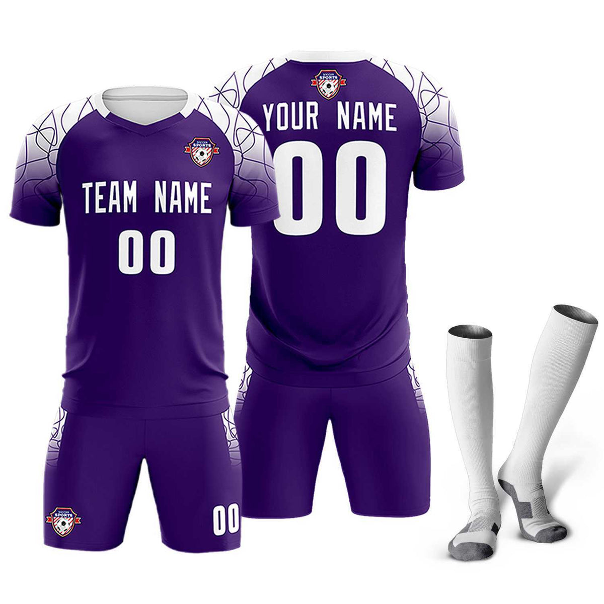 Custom Purple Classic Football Training Kit Jersey For Adults/Kids