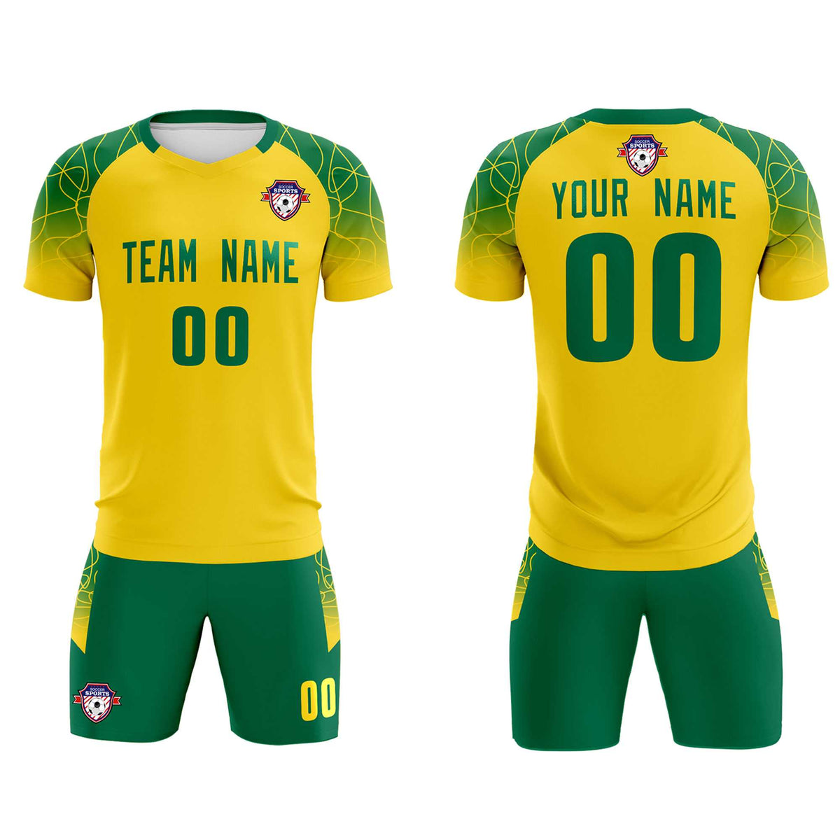 Custom Gold Classic Football Training Kit Jersey For Adults/Kids
