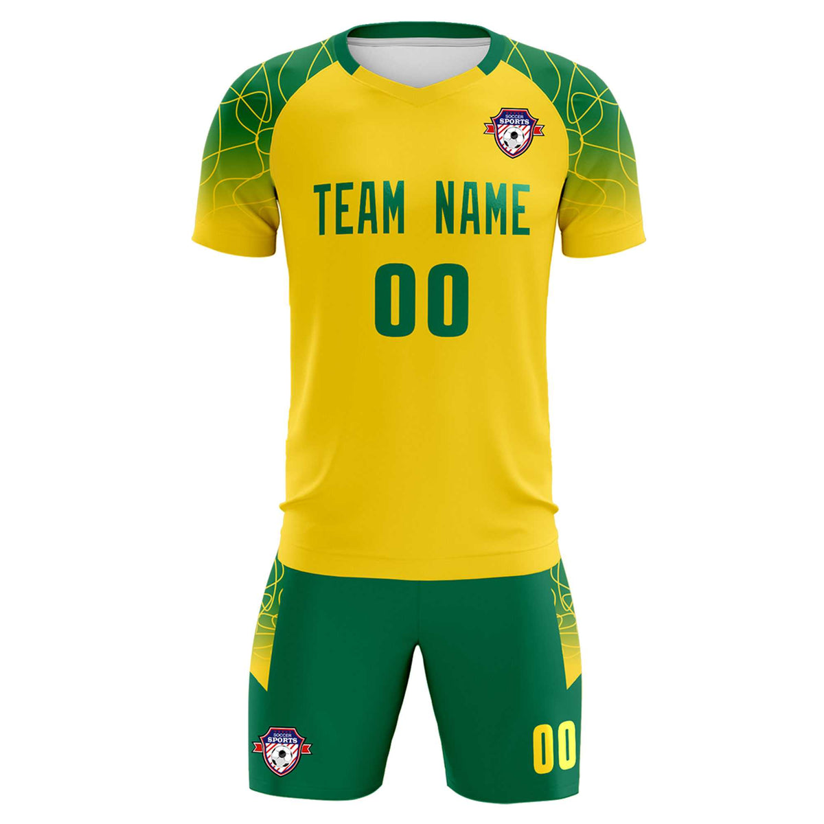 Custom Gold Classic Football Training Kit Jersey For Adults/Kids