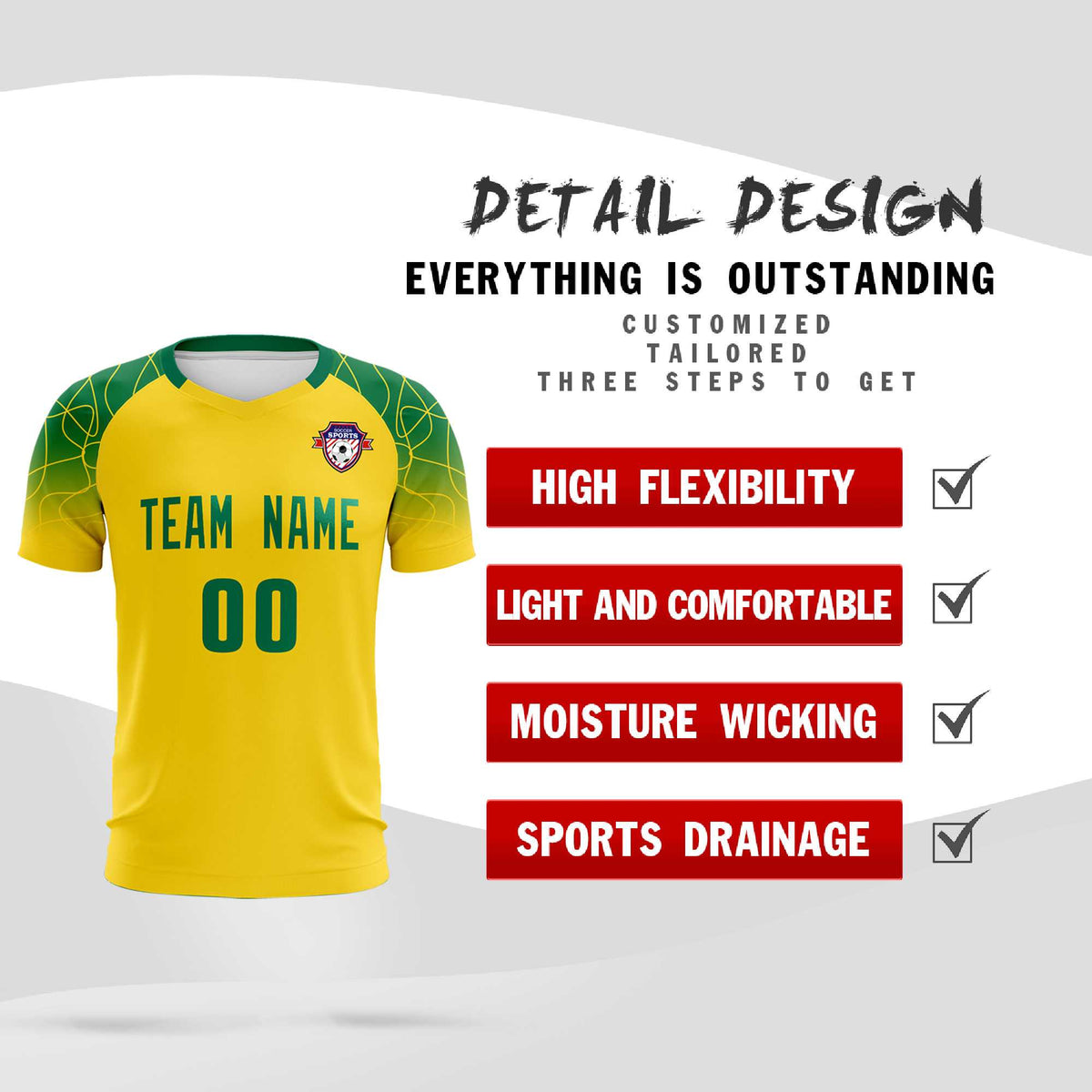 Custom Gold Classic Football Training Kit Jersey For Adults/Kids